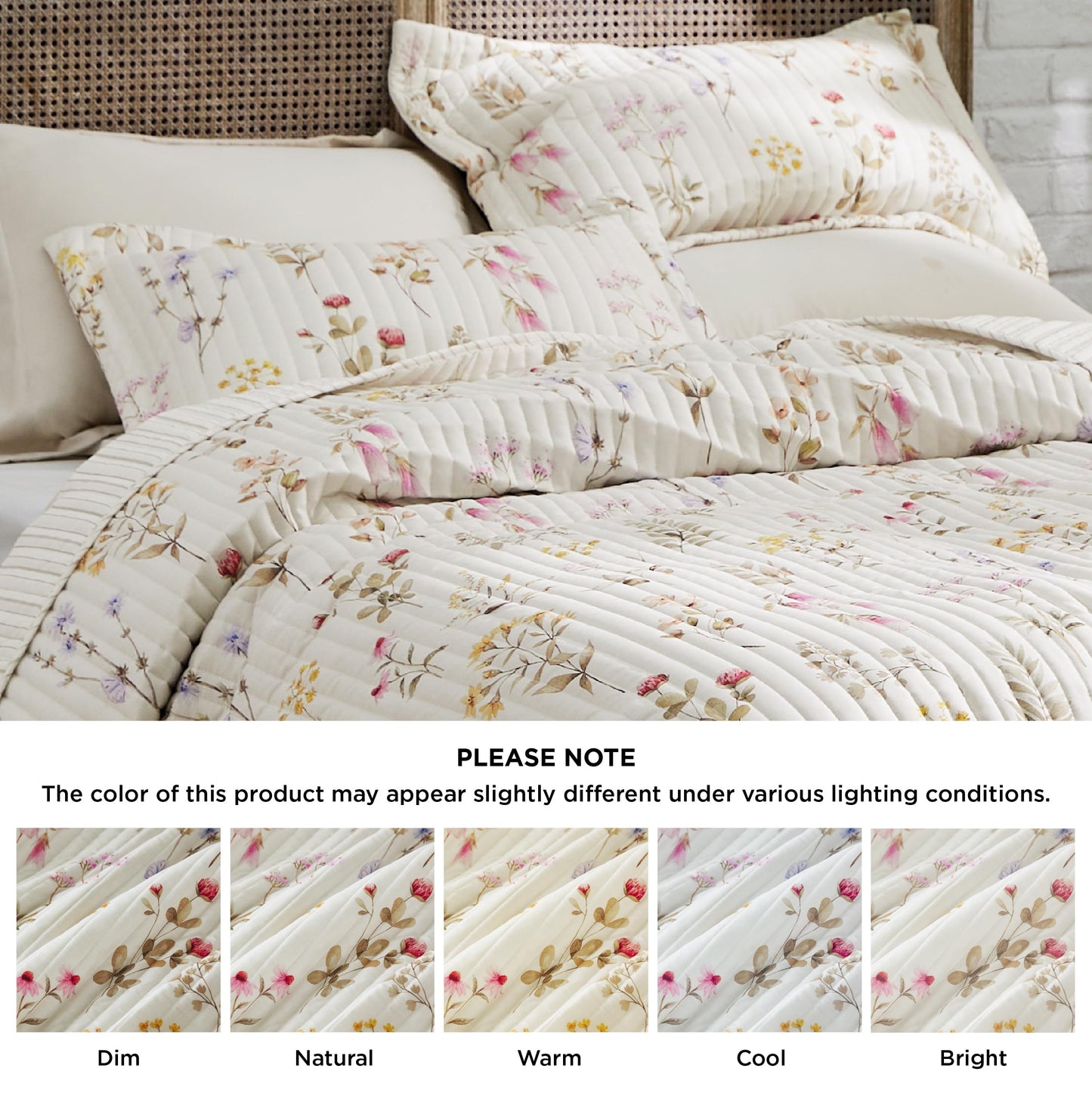 Bedsure Floral Quilt Queen Size - Reversible Botanical Floral Comforter, Spring Lightweight Bedspread Quilt Bedding, Soft Microfiber Coverlet for All Seasons (90"x96")