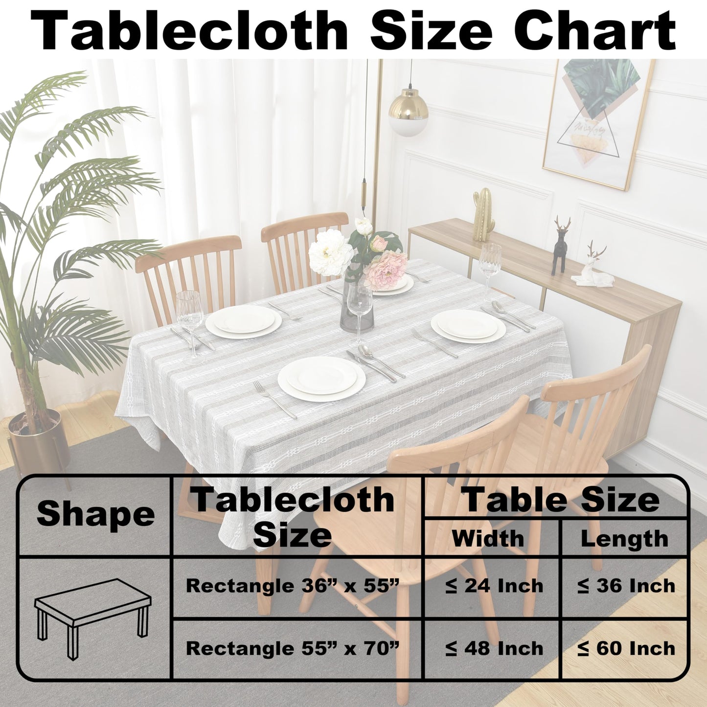 Limalred Rustic Striped Embroidery Rectangle Tablecloth, Openwork Heavy Weight Linen Wrinkle Resistant Table Cloth Coffee Table Cover for Kitchen Party Banquet Decor 36x55 Inch Beige