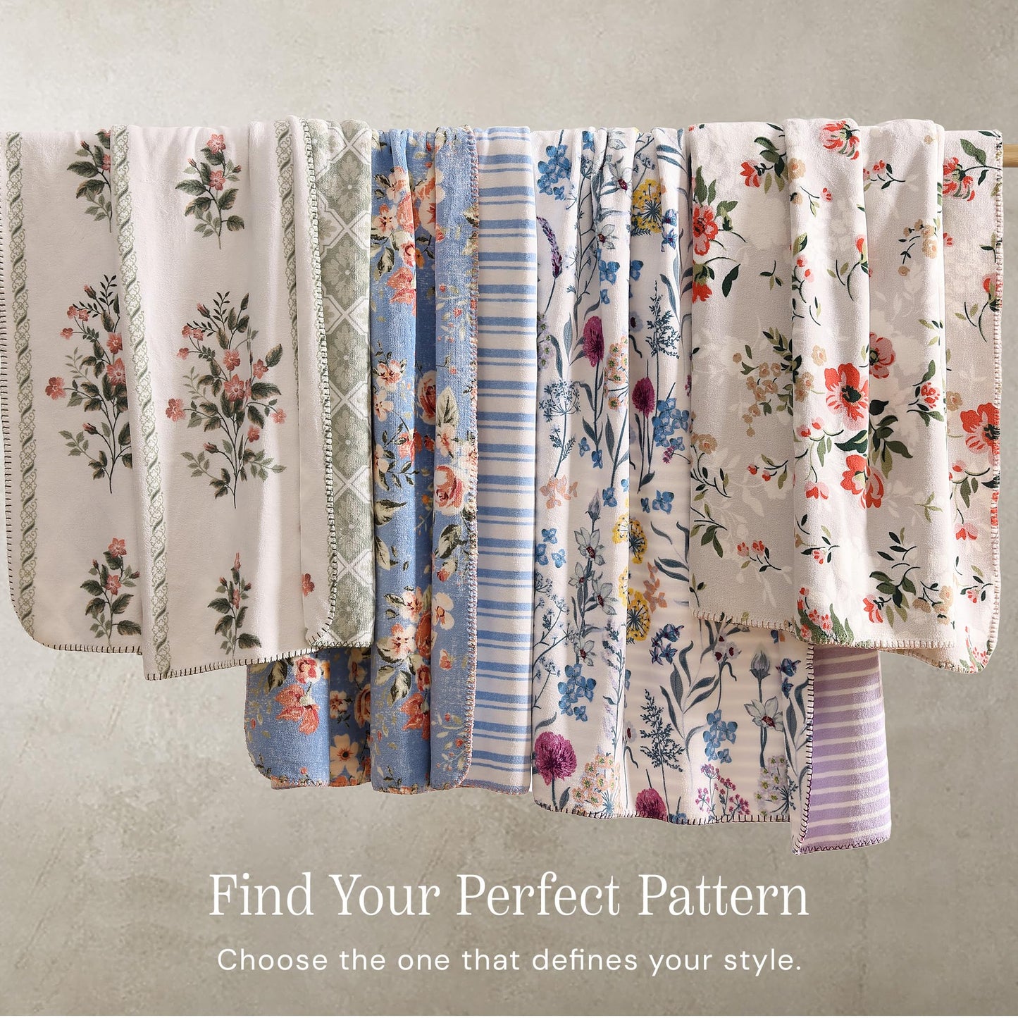 Floral Reversible Throw Blanket, Coco Flannel Bed Blankets for Women Gifts