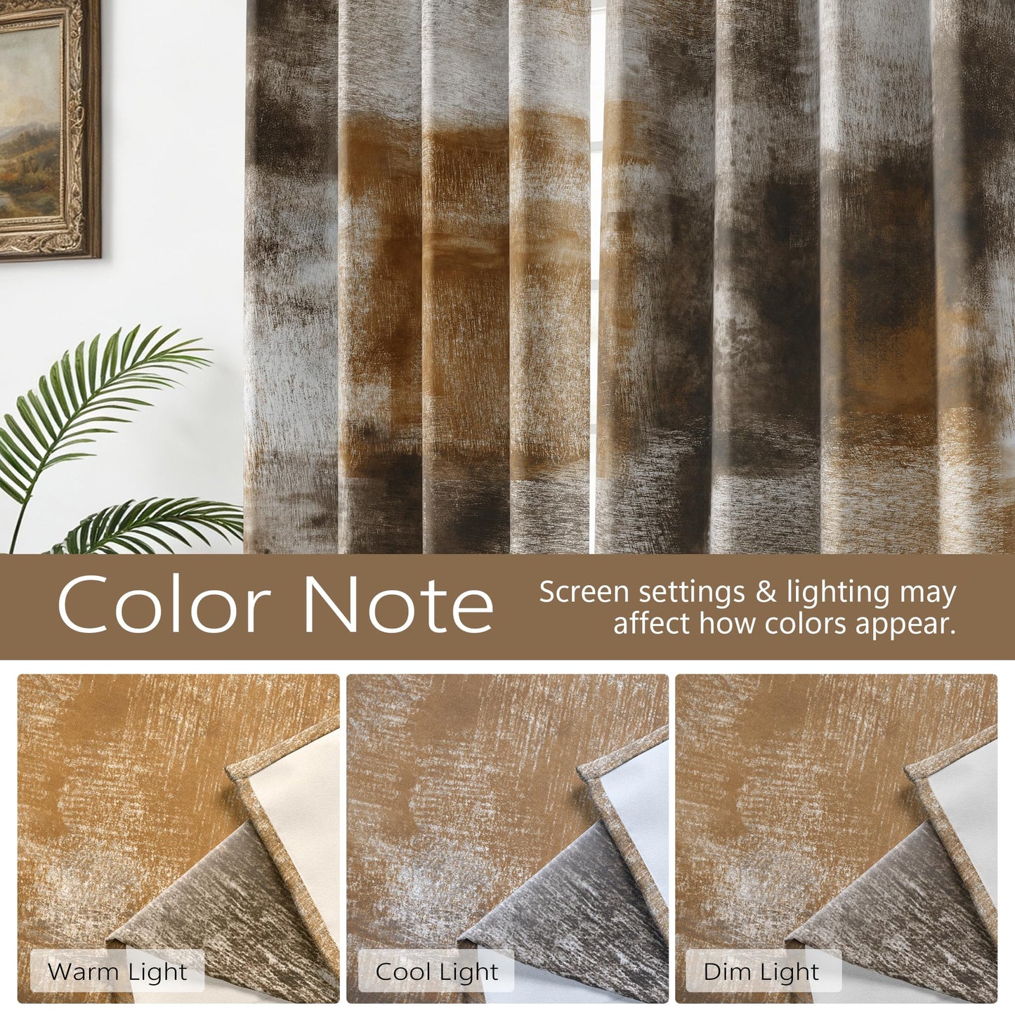 Asuexpect Abstract Curtains for Living Room 2 Panels Abstract Rust Curtain Room Darkening Grommet Window Drapes Modern Decorative Window Treatments for Bedroom, 52x84 Inches, Tan