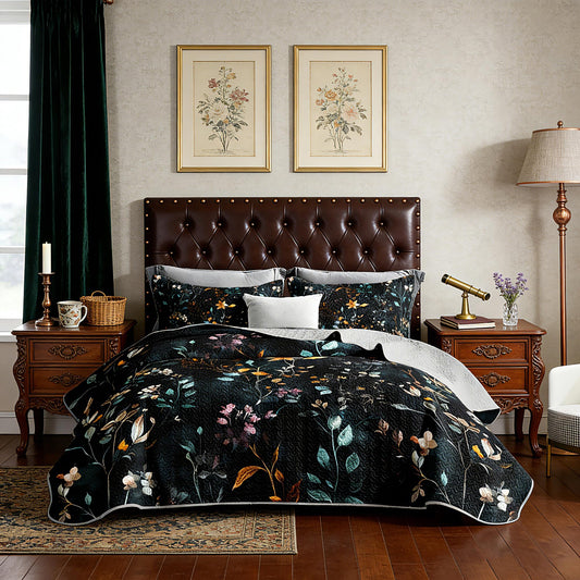 UEVBF Floral Quilt Set Queen Size,3 Pieces Flower Parrten Bed Sets,Garden Style Soft Lightweight Bedding Set with 2 Pillowcases,Colorful Bedding for Adults Kids.