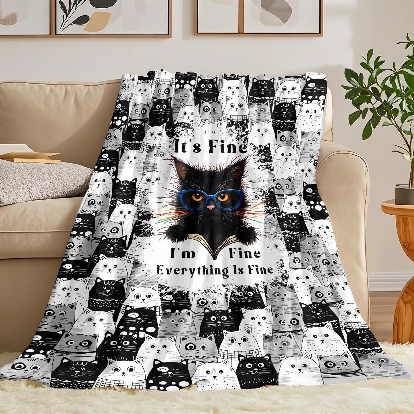 Cat Blanket Gifts for Cats Lovers Soft Flannel Cat Throw Blanket Birthday Gift Bedding Decor for Women Girls Kids Adults 50" X 40"