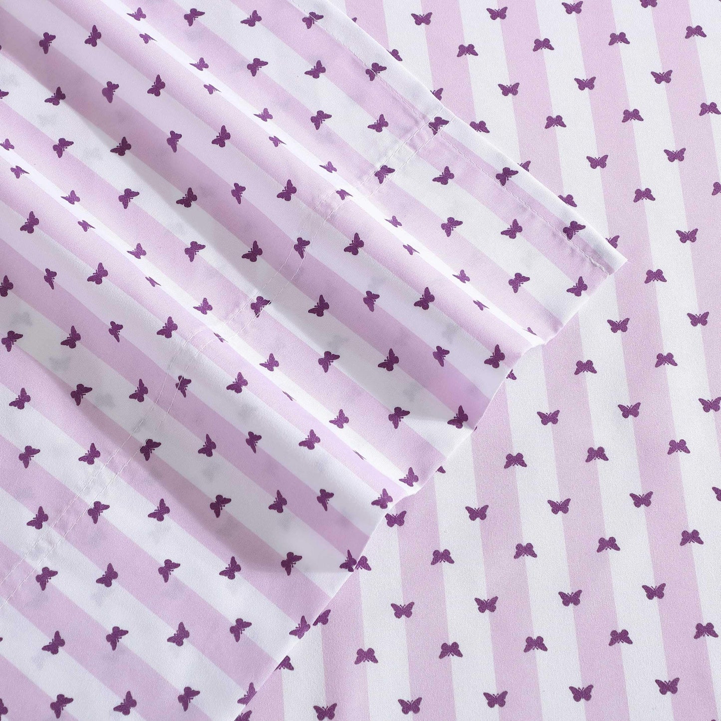 Betsey Johnson - Queen Bed Sheets, Soft & Lightweight Bedding, Fade & Wrinkle Resistant, Chic Room Essentials (Butterfly Stripe Purple, Queen)
