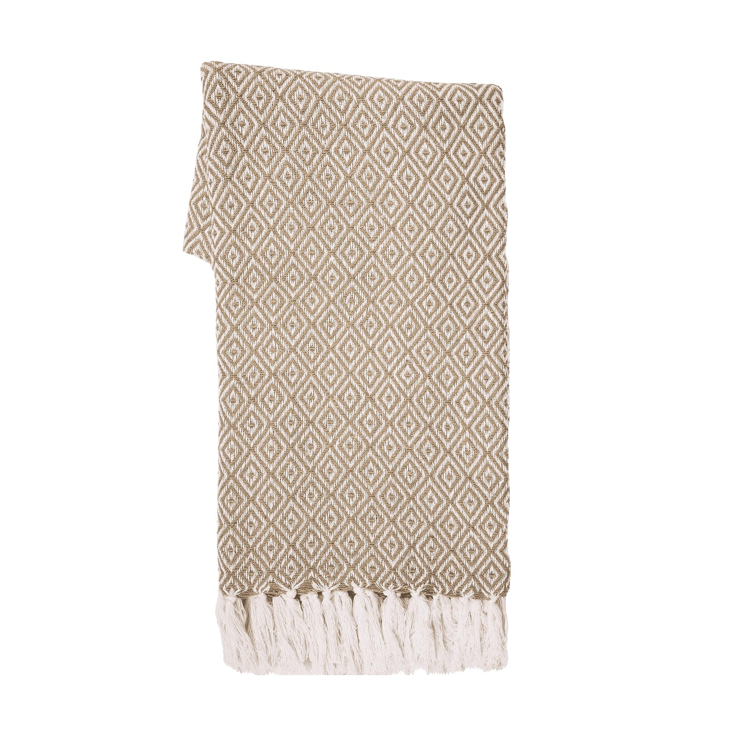 RAJRANG Beige Farmhouse Throw Blanket with Boho Tassel 50x60 Inches - Soft Vintage Geometric Throws Woven Blankets Tiger's Eye