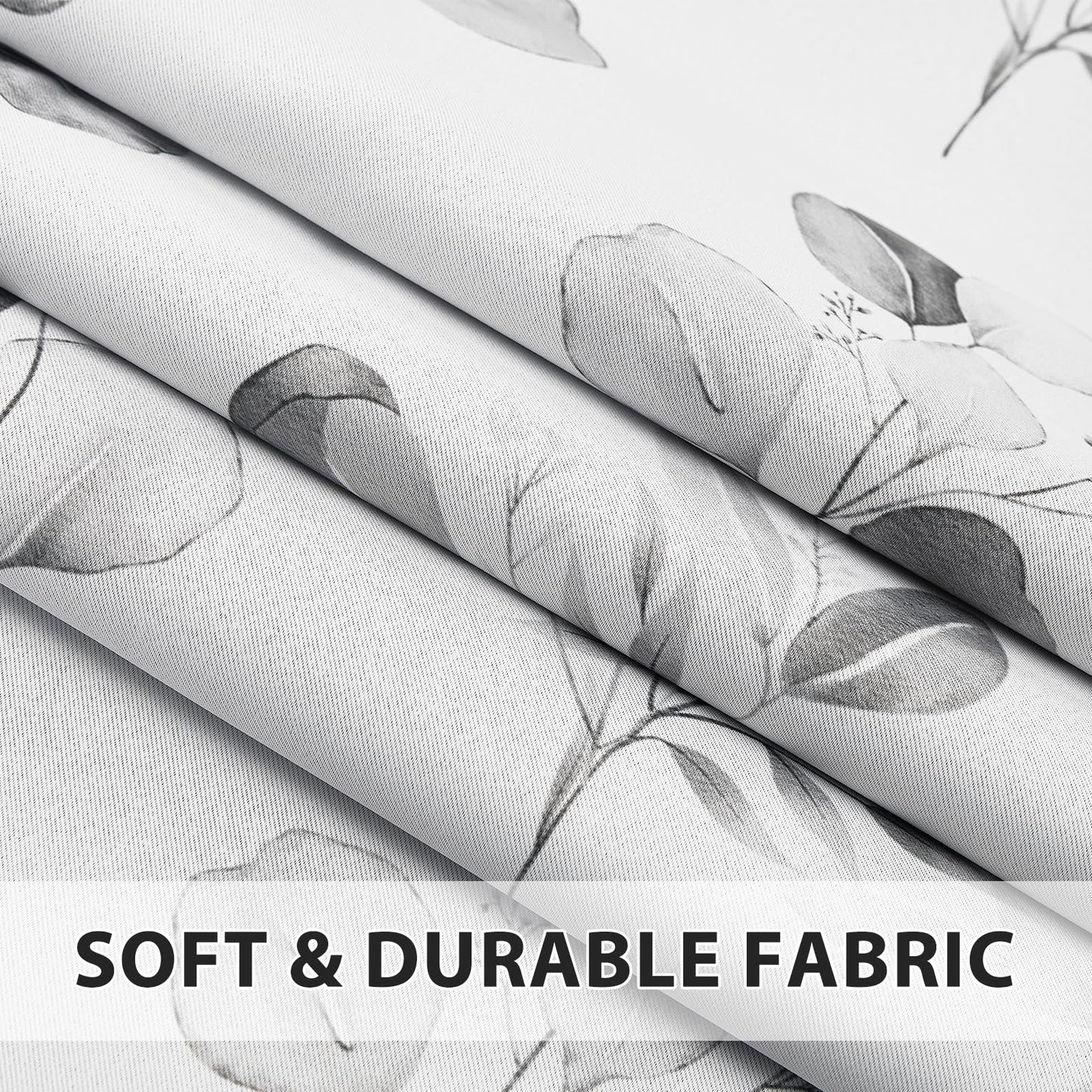 GICDSU Gray Botanical Leaf 90% Blackout Curtains 63 Inches Long Watercolor Floral Print Room Darkening Curtains with Grommet Country Soundproof Insulated Window Drapes for Bedroom Living Dining Room