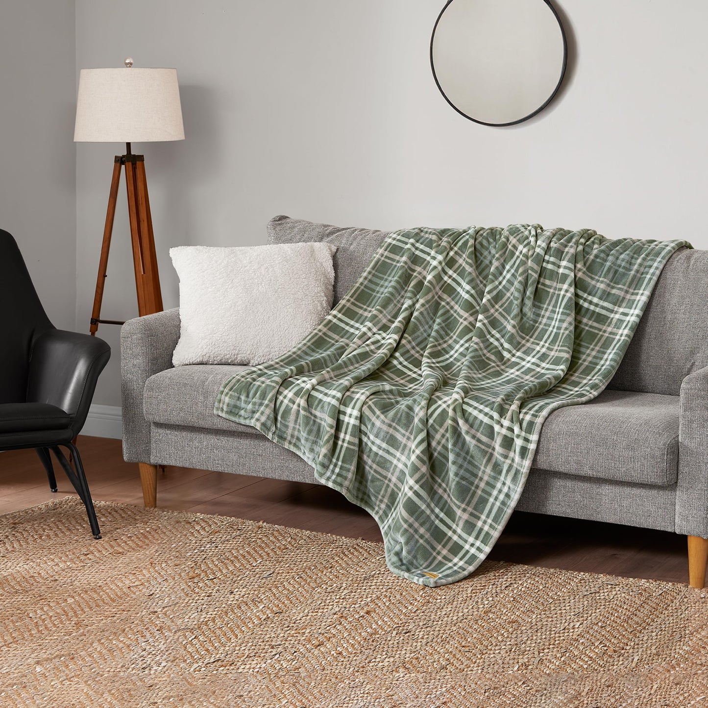 Lucky Brand Camper Plaid Olive Green 50"x70" Cozy Plush Blanket - Premium Microfiber Throw for Luxurious Comfort and Style