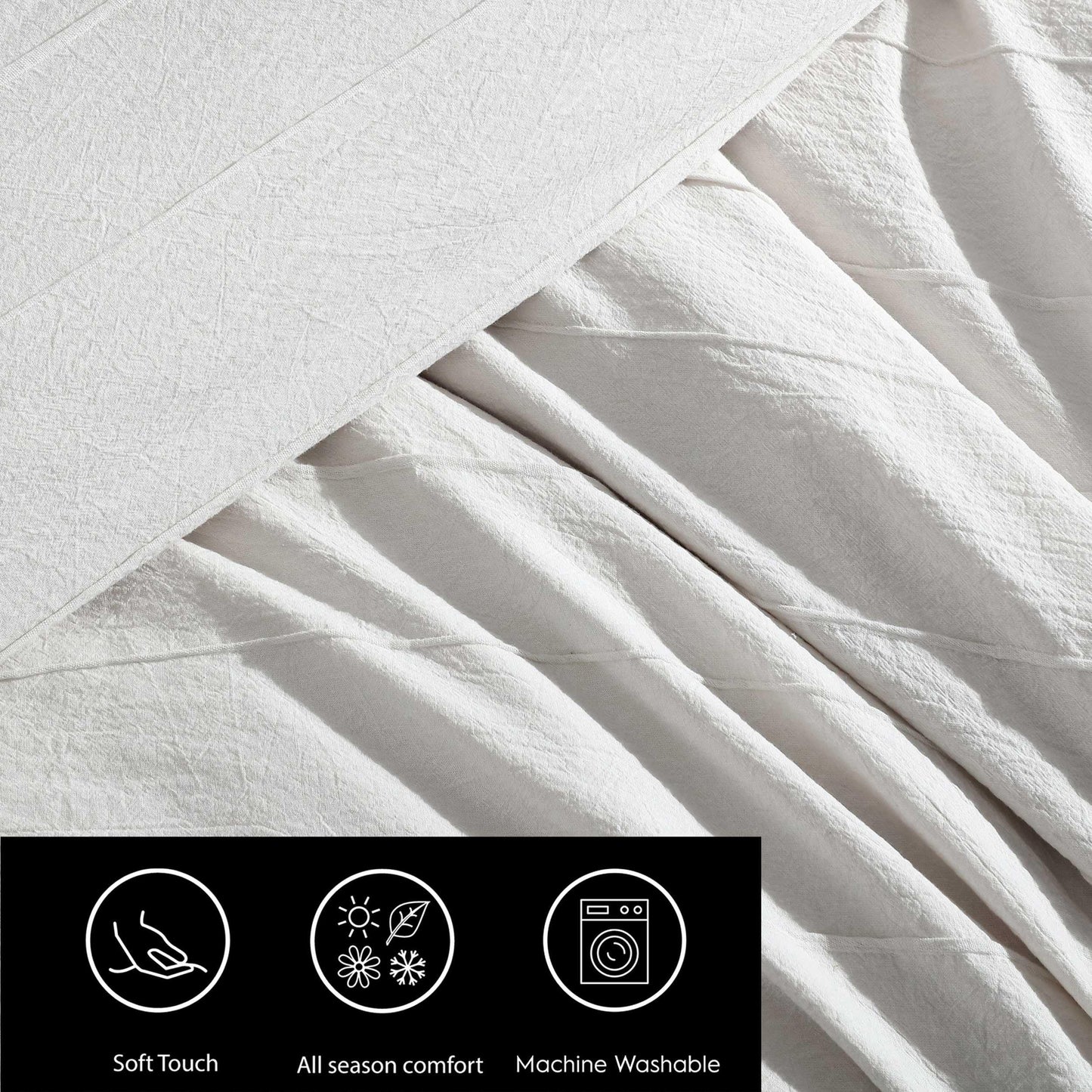 Vera Wang - King Comforter Set, Soft Cotton Bedding w/Smooth Cotton Percale Reverse, Lightweight for Year Round Comfort, 3 Piece Bed Set w/Matching Pillowcases (Woven Tucks Beige)