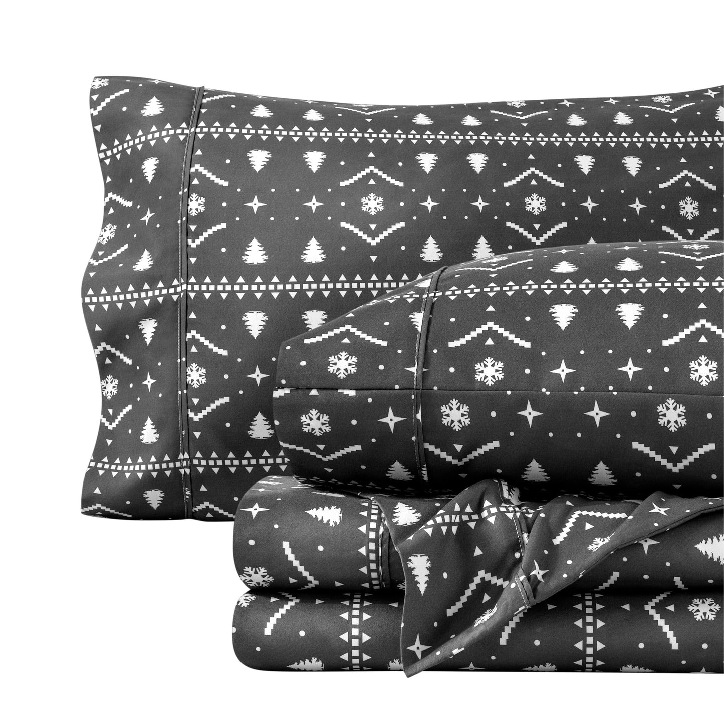 Bare Home Queen - Christmas Sheet Set - Luxury 1800 Ultra - Double Brushed Soft Microfiber - Deep Pockets - Easy Fit - 4 Piece Set - Holiday Bed Sheets (Queen, Winter Alpine)