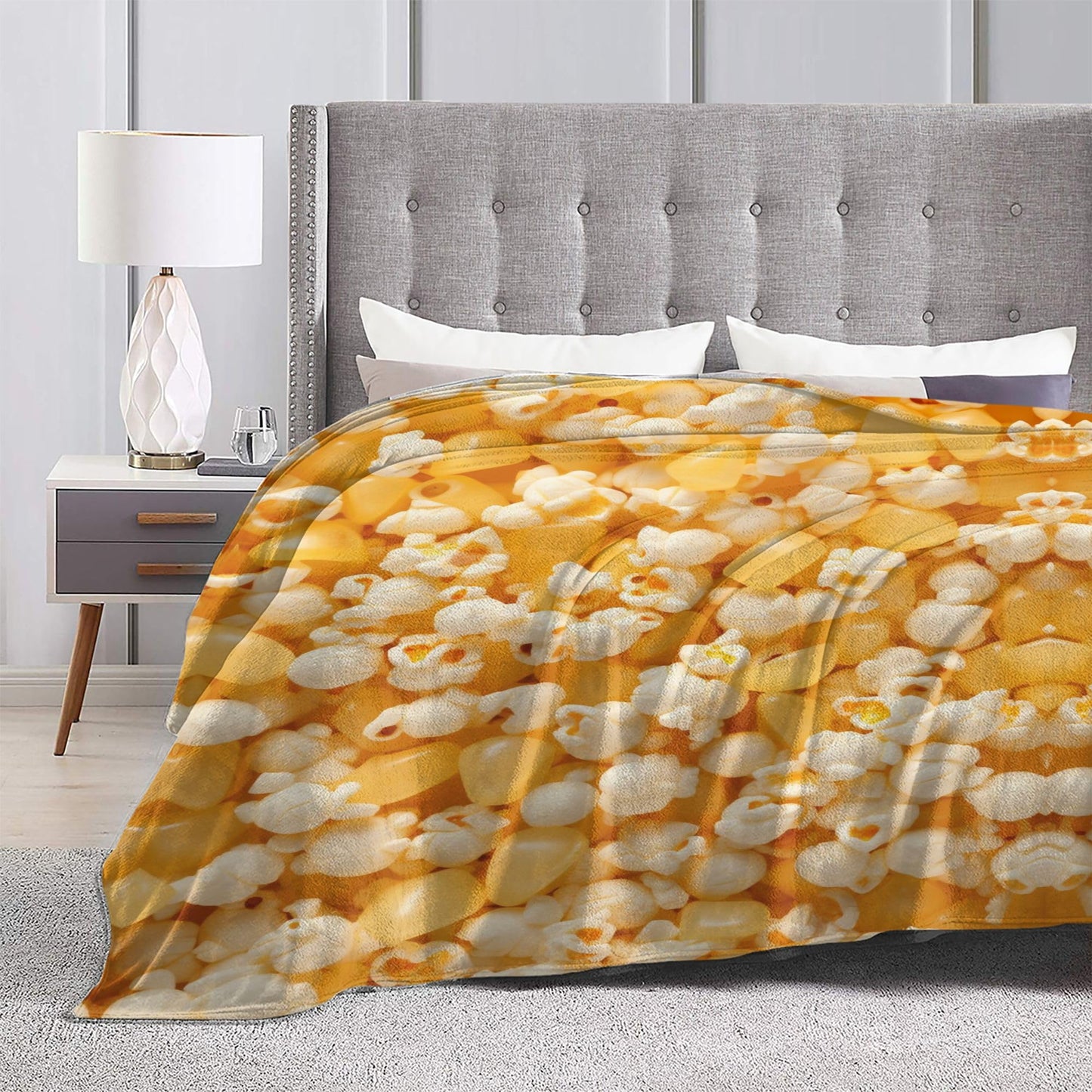 Popcorn Pattern Blanket Funny Food Soft Throw Flannel Blankets for Bed Couch Bedroom Living Room 60"x50"