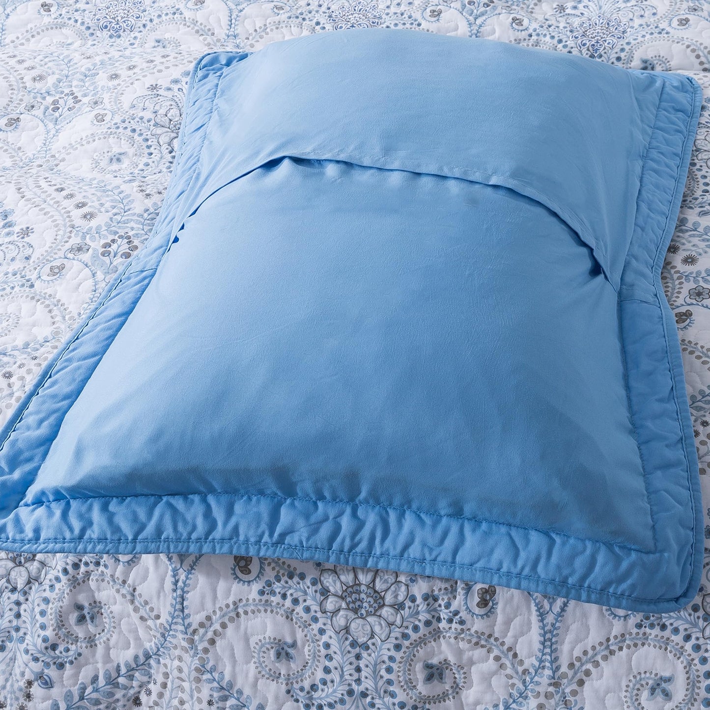 Etwel Lightweight Cotton Queen Size Quilt Set - Breathable Reversible Bedspread for Hot Sleepers, Farmhouse Floral Bedding Set with 2 Pillow Shams for All Season (90"x98", Paisley Blue)
