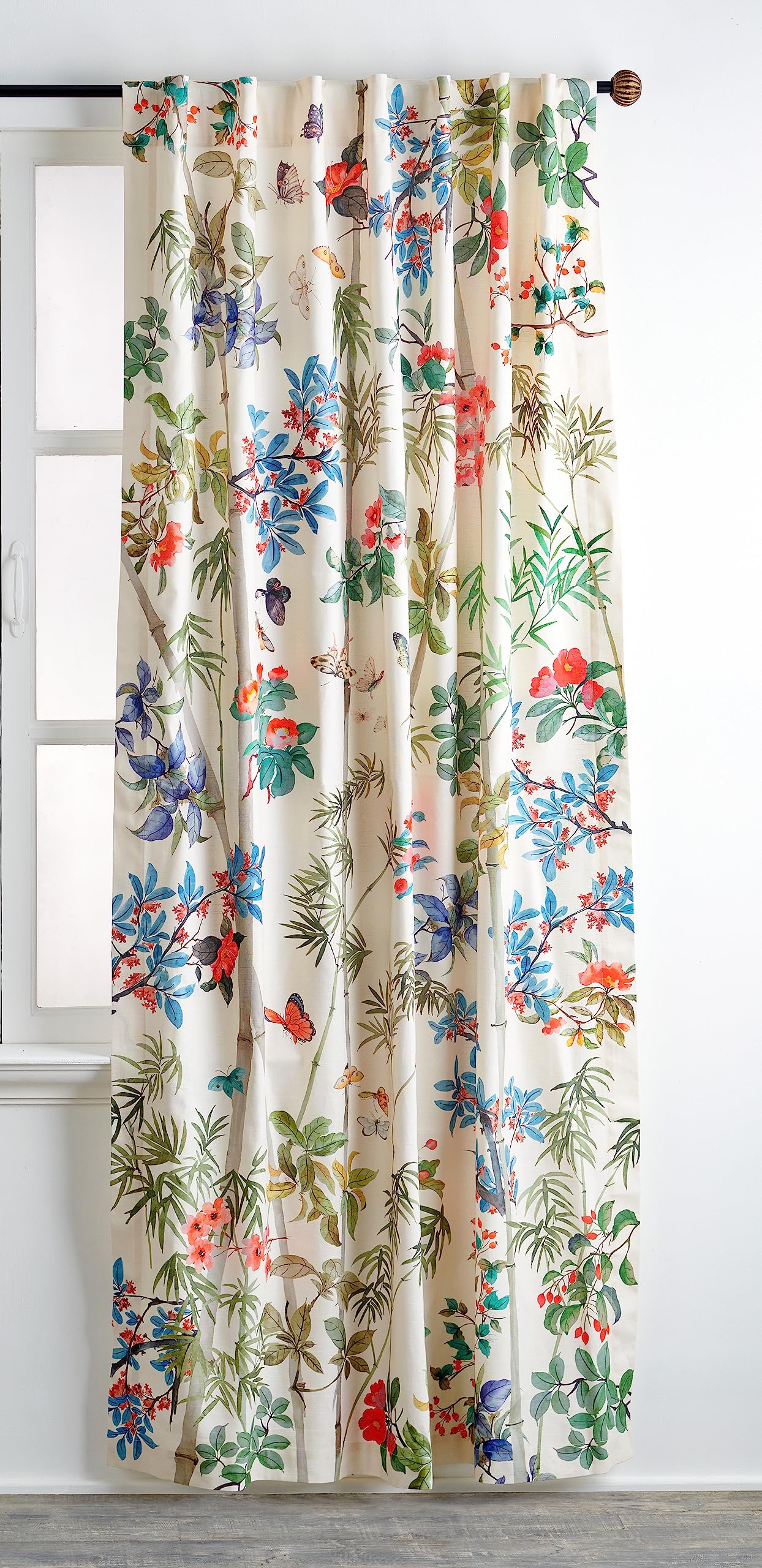 Maison d' Hermine Curtains for Living Room 100% Cotton 96 inch Length One Panel Light Filtering Curtains for Windows with Rod and Loop Pockets Spring Summer (Canne - Light Beige, 50" W x 96" L)
