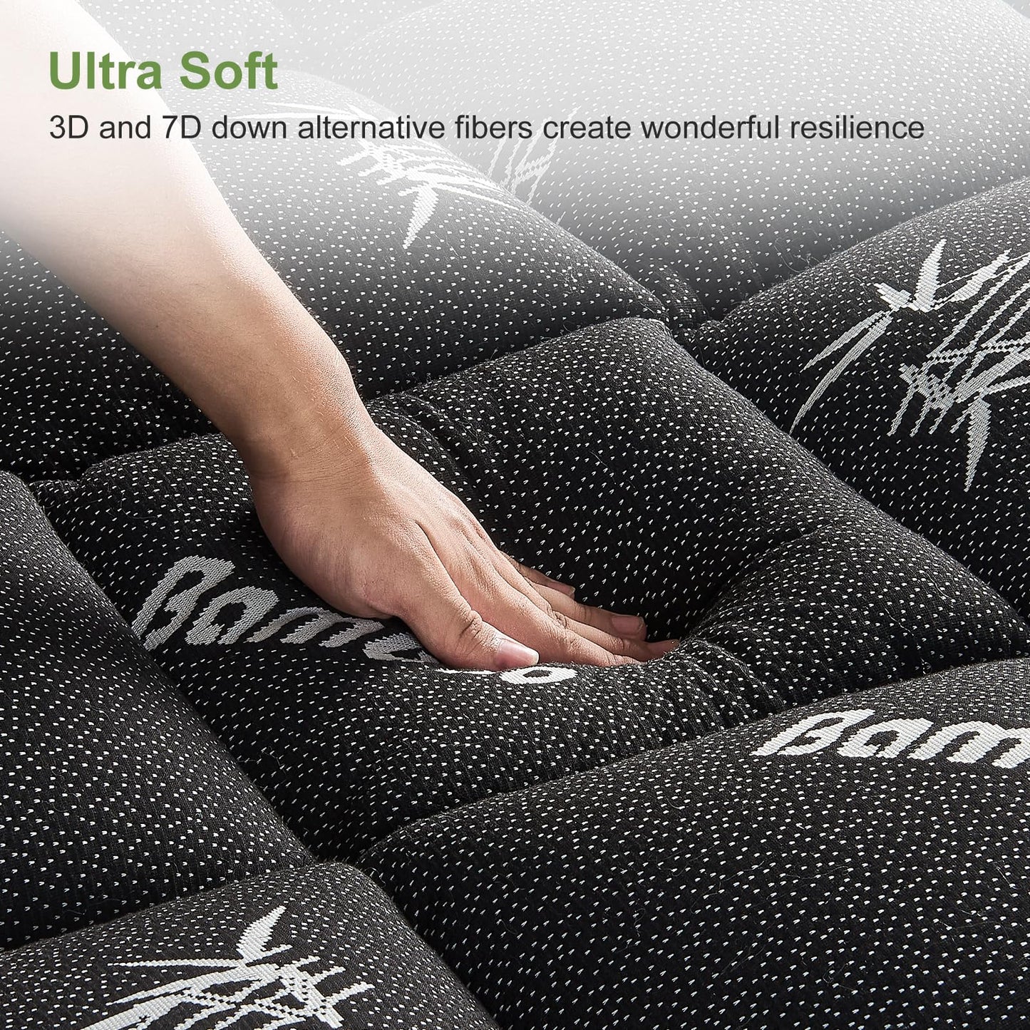 SurChic Queen Size Mattress Topper Viscose Derived from Bamboo, Soft Thick Pillow Top Mattress Pad Cover for Back Pain, Cooling Mattress Protector with 8-21 Inch Deep Pocket, Dark Grey