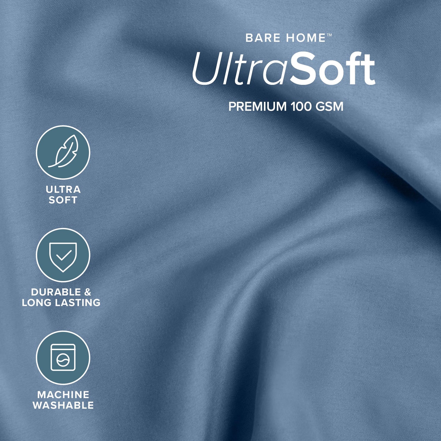 Bare Home Bed-in-A-Bag 7 Piece Comforter & Sheet Set - Queen - Goose Down Alternative - Ultra-Soft 1800 Premium - Bedding Set (Queen, Coronet Blue/Coronet Blue)
