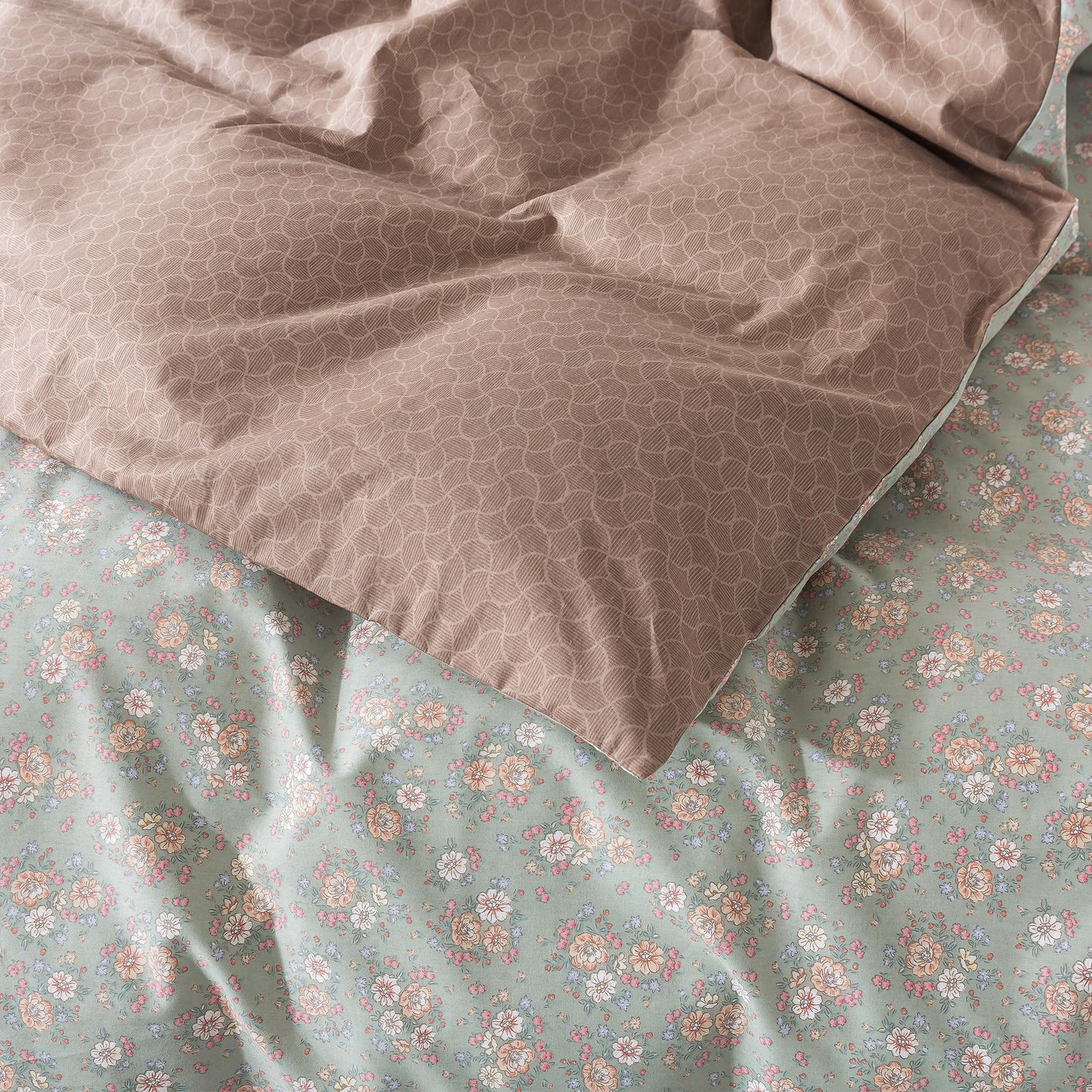 HoneiLife Wildflower Duvet Cover King - 100% Cotton Comforter Cover Sets, Floral Duvet Cover Sets, Botanical Bedlinen Set with Zipper Closure & Corner Ties