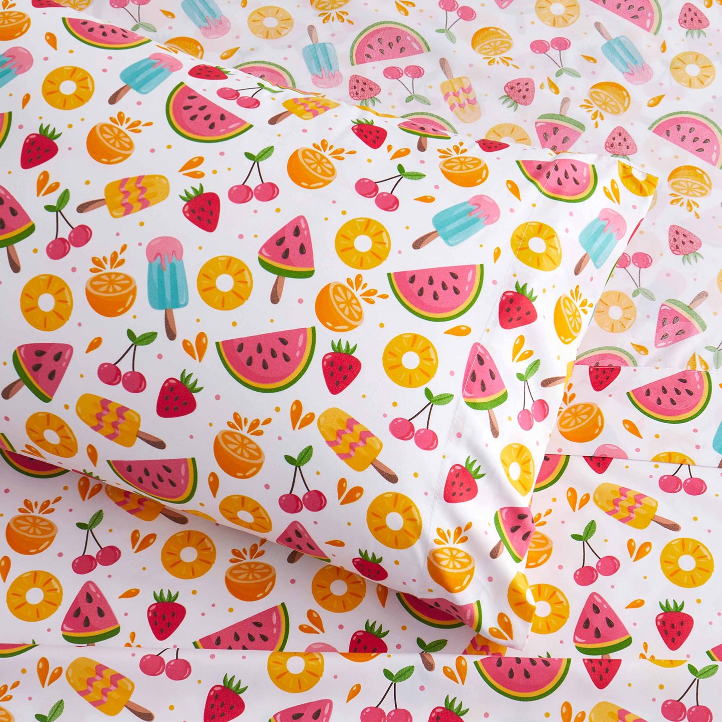 1500 Supreme Kids Bed Sheet Collection - Fun Colorful and Comfortable Boys and Girls Toddler Sheet Sets - Deep Pocket Wrinkle Free Soft and Cozy Bedding - Twin, Fruity Fun