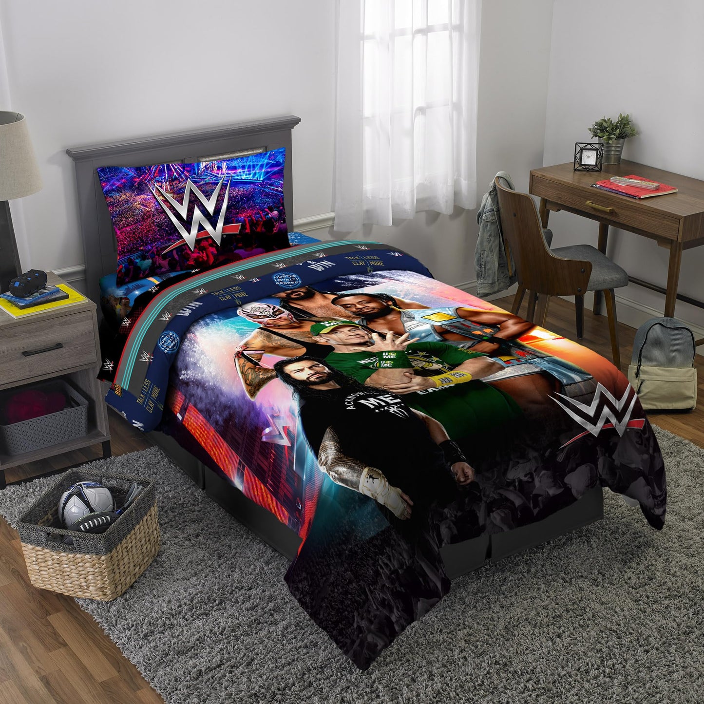 WWE Wrestlemania Kids Bedding Set, Super Soft Microfiber Comforter & Sheet Set, 4-Piece Twin, (Officially Licensed Product) by Franco