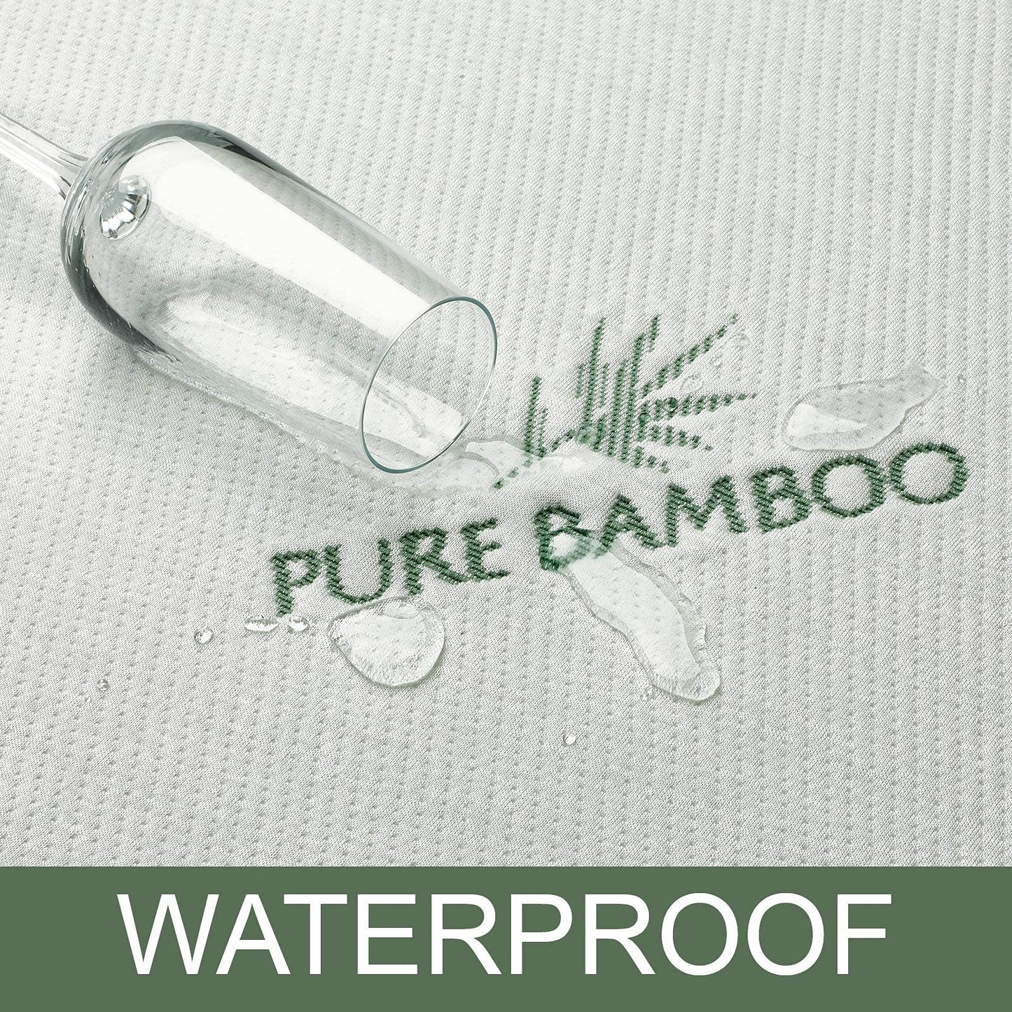 King Mattress Protector by PURE BAMBOO, Waterproof - Viscose Derived from Bamboo, Breathable, Noiseless Mattress Cover Protects Against Moisture, Spills, Stains (King)