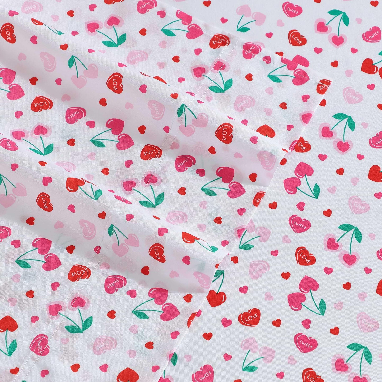 Betsey Johnson - Queen Bed Sheets, Super Soft Bedding with Matching Sham(s), Fade & Wrinkle Resistant Bed Essentials (Sweet Tart Cherries Pink, Queen)