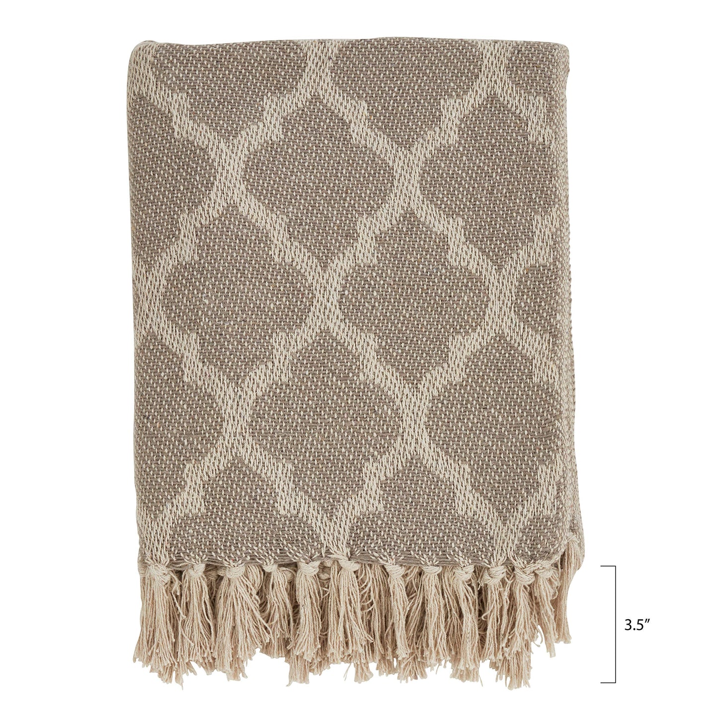 SARO LIFESTYLE Sevan Collection Moroccan Tile Cotton Throw, 50" x 60", Grey