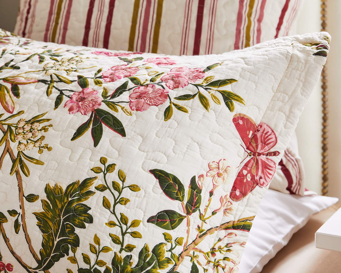 Greenland Home 100% Cotton Fashion Quilt Collection, Prewashed, Reversible Quilt Set, 3-Piece King/Cal King, Butterflies