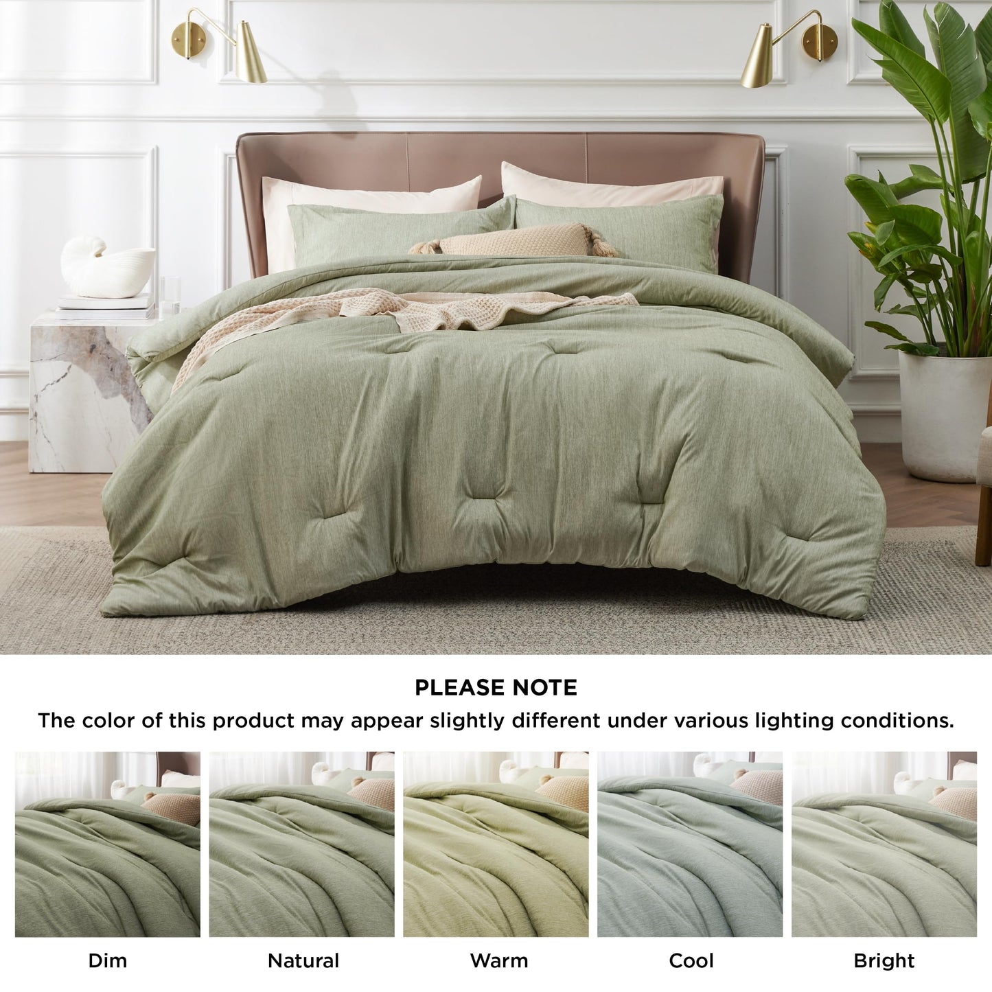 Bedsure Oversized King Comforter Set - Olive Green Soft Bedding for All Seasons, Cationic Dyed Bed Set, 3 Pieces, 1 Oversized King Size Comforter (120"x98") and 2 Pillow Shams (20"x36"+2")