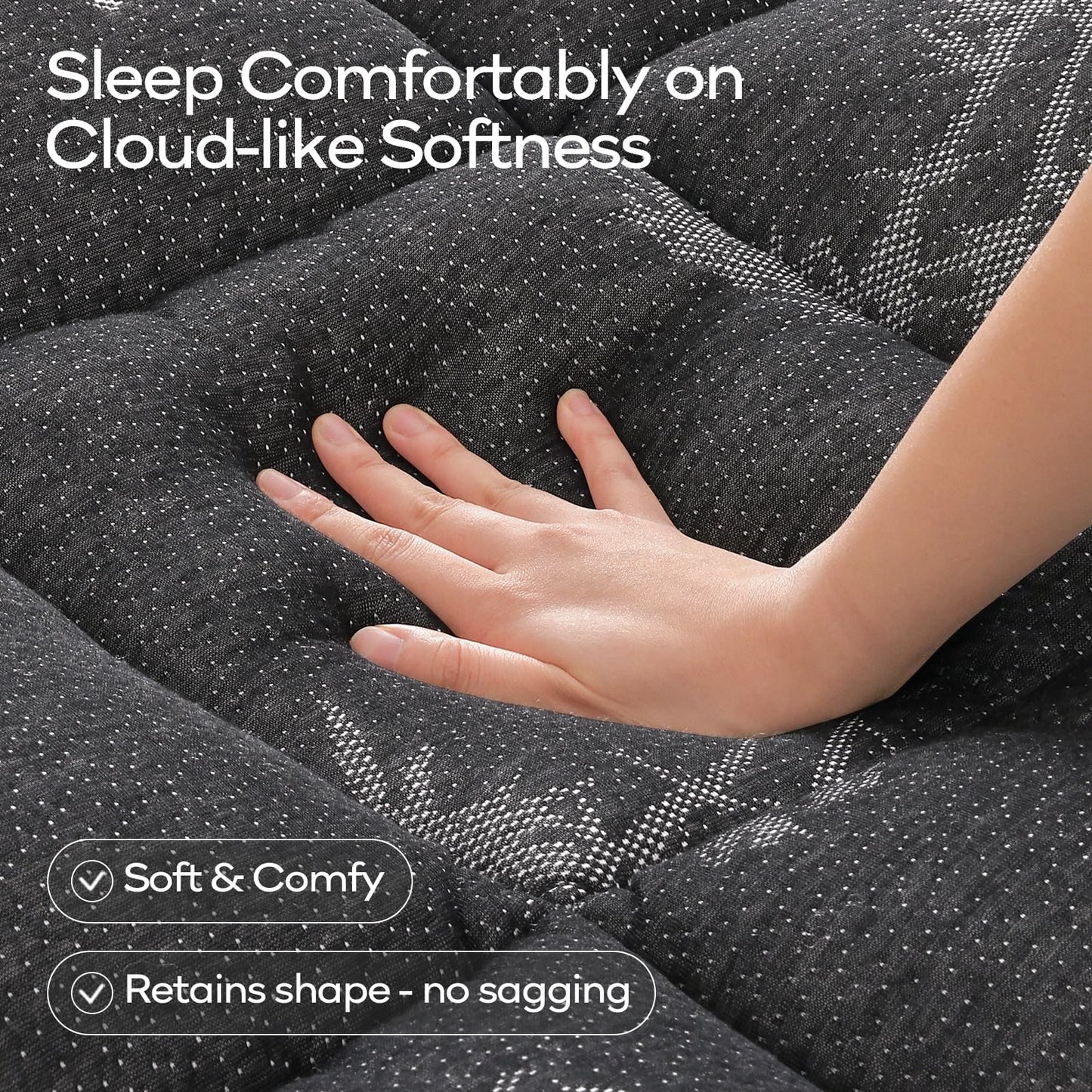 OLANLY Queen Mattress Topper, Bamboo Viscose Cooling Pillow Top Mattress Pad, Soft Plush Down Alternative for Firm Mattress, Back & Hip Pressure Relief, Machine Washable, Deep Pocket, Dark Gray