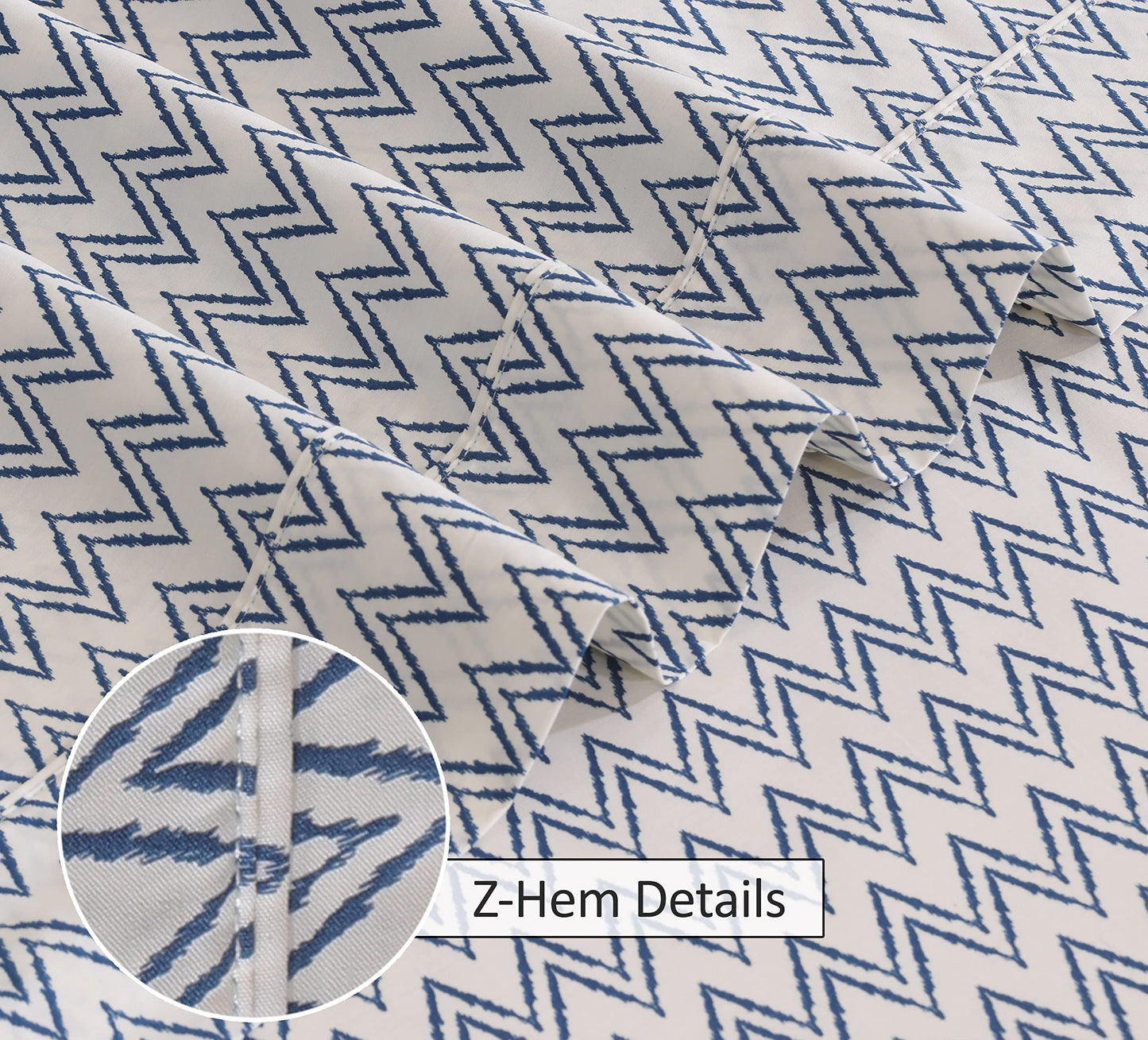 RUVANTI 100% Cotton Percale Sheets Full Size, Chevron