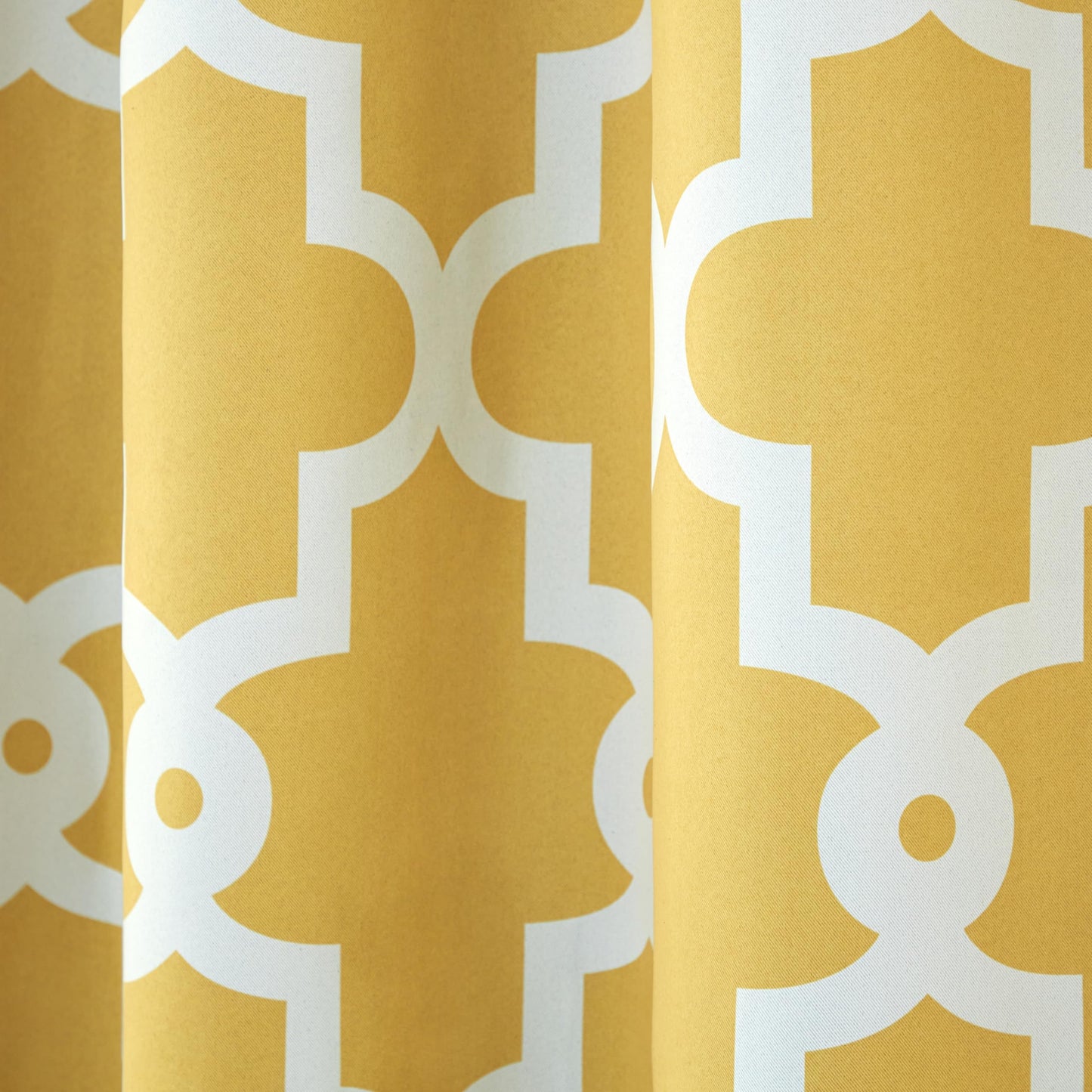 TOWN & COUNTRY EVERYDAY Ironwork Geo Trellis Sateen Indoor Curtains, Room Darkening Blackout, Grommet Top, Energy Efficient, 2-Pack Set, 52"x84", Sundress Yellow