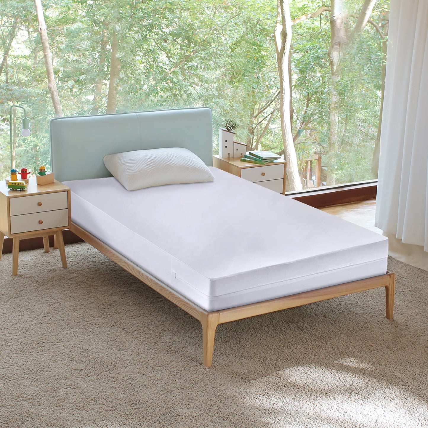Treaton, 10 to 14 Inch Ultra Soft-Premium Zippered Mattress Protector Cover, Water Resistant, Breathable and noiseless, Twin, White