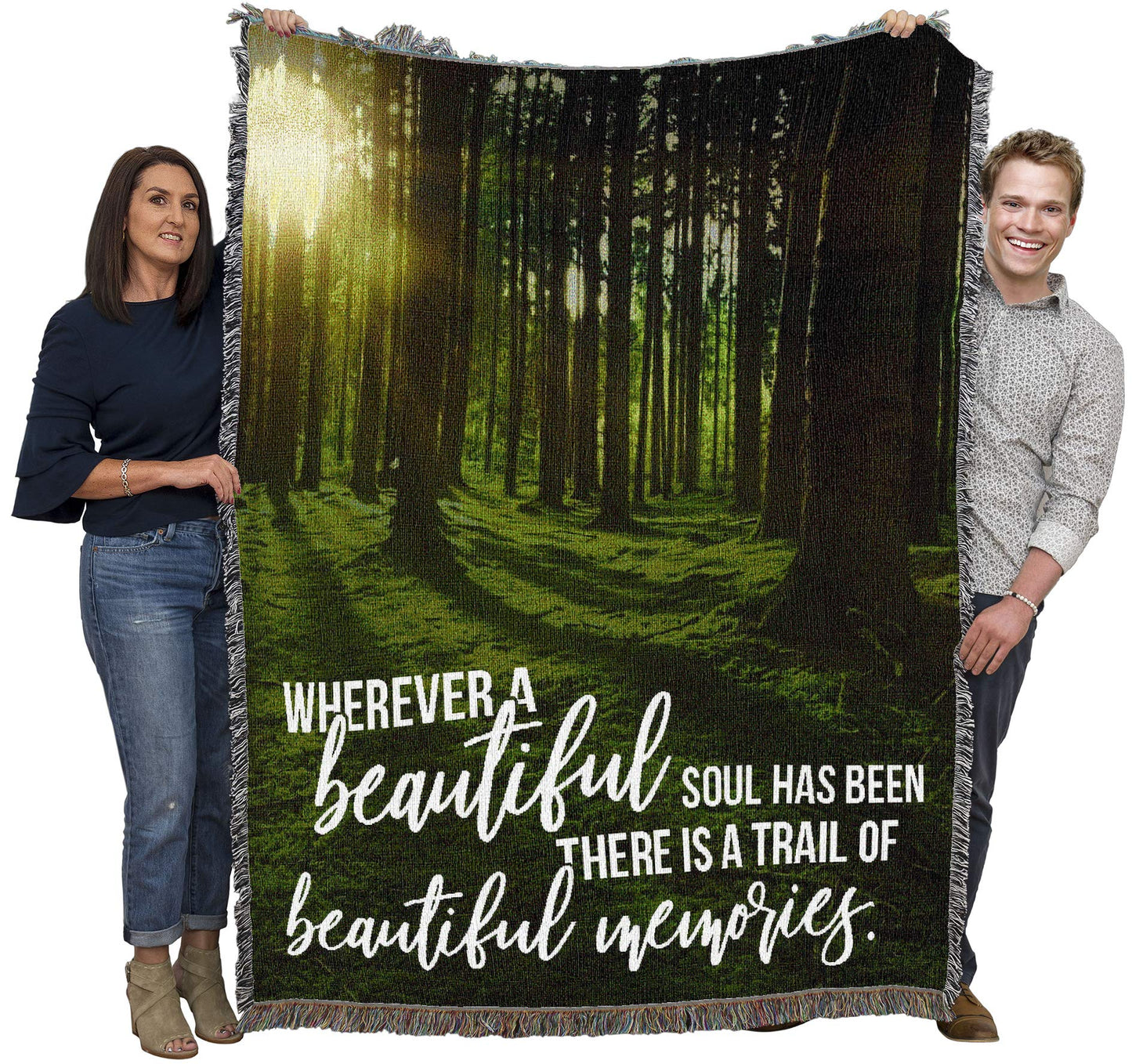 Pure Country Weavers Wherever A Beautiful Soul Has Been There is A Trail of Beautiful Memories Blanket - Sympathy Bereavement Gift Tapestry Throw Woven from Cotton - Made in the USA (72x54)
