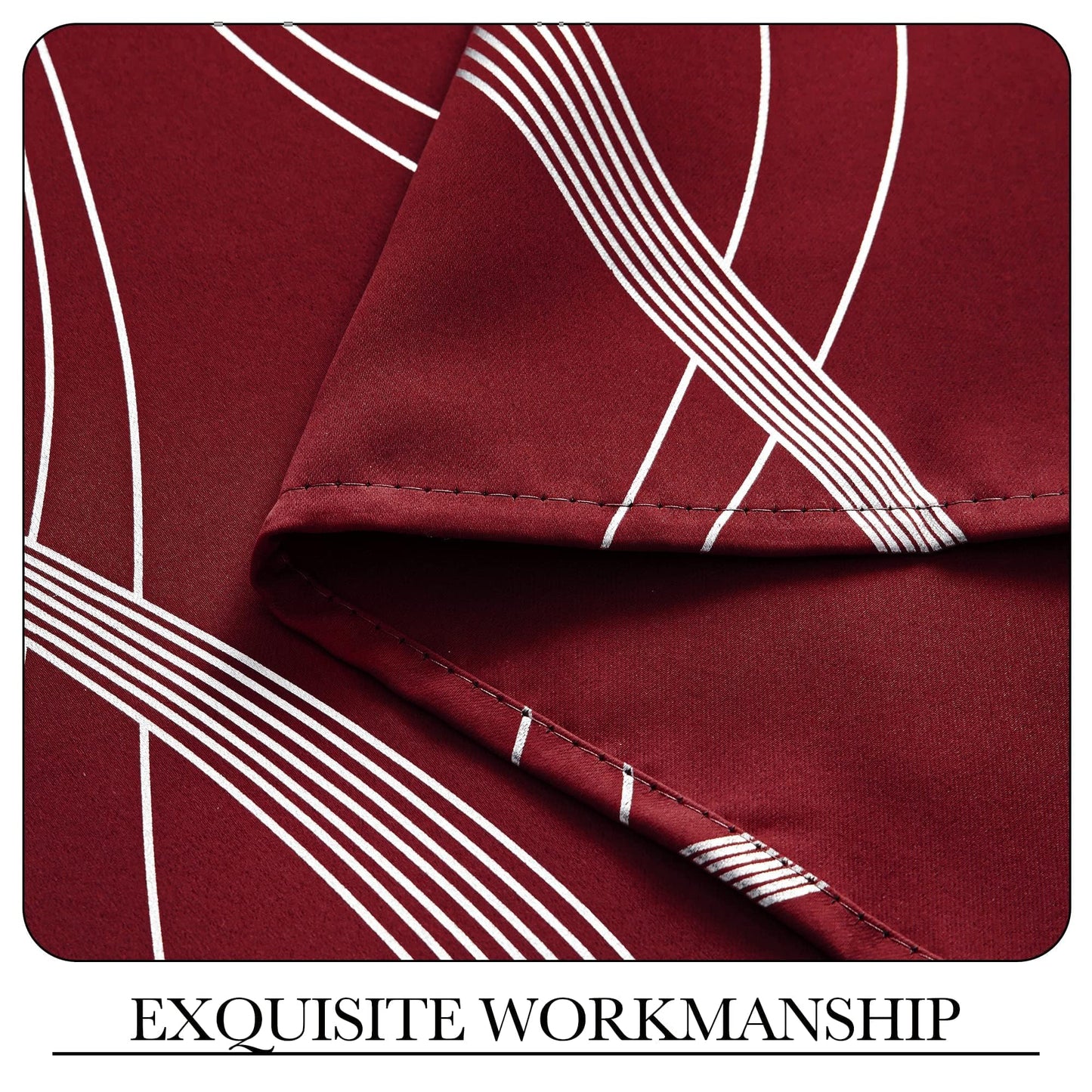 NICETOWN Blackout Curtains 84 inch Length 2 Panels Set, Noise Reducing Thermal Insulated Wave Line Foil Print Design Blackout Curtains for Patio Sliding Glass Door (Burgundy Red, 52-inch Width)