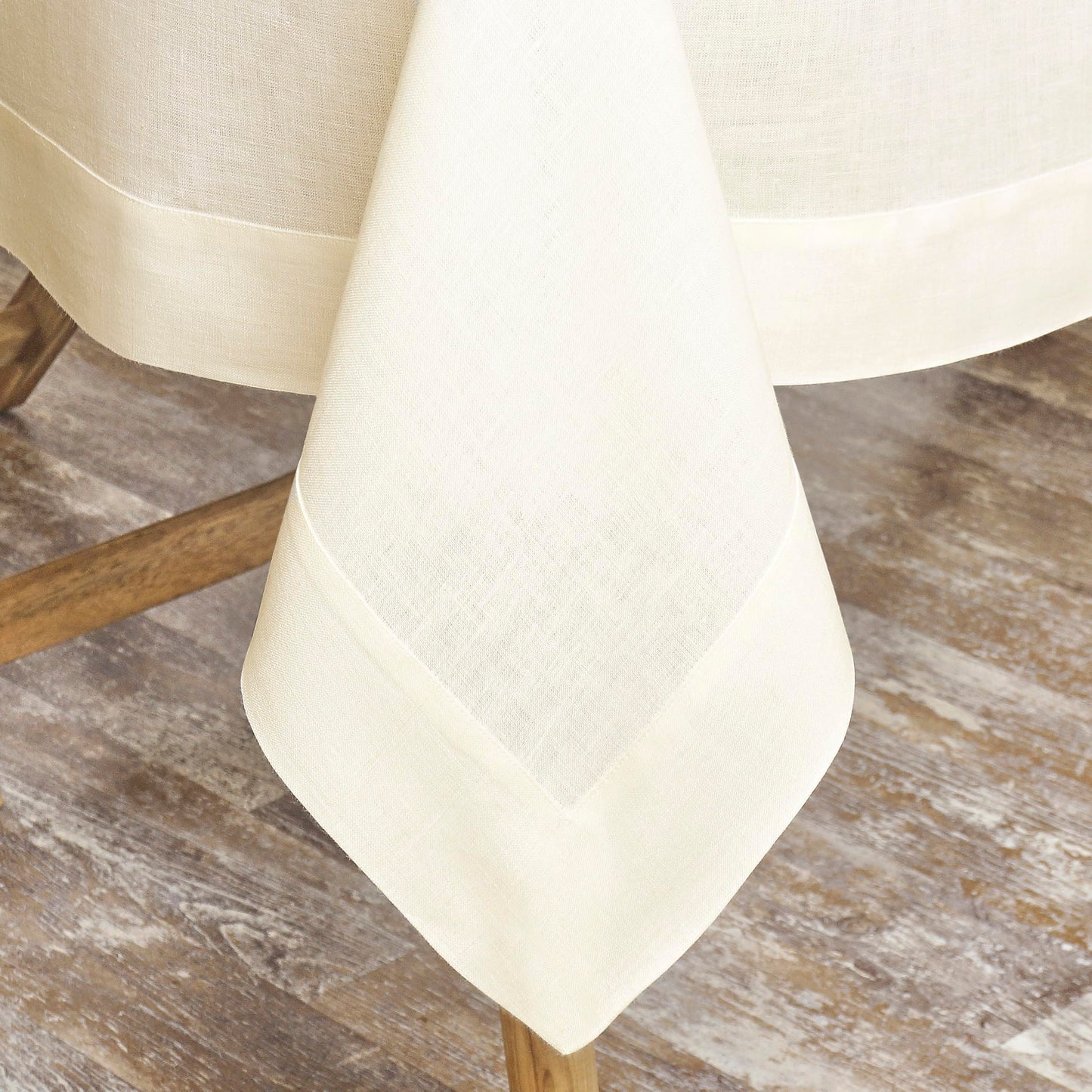 Classic Linen™ by D'Moksha Ivory Tablecloth, Rectangle Tablecloth 60 x 102 Inch, 100% Pure Linen, Machine Washable Table Cloth for Dining- Summer