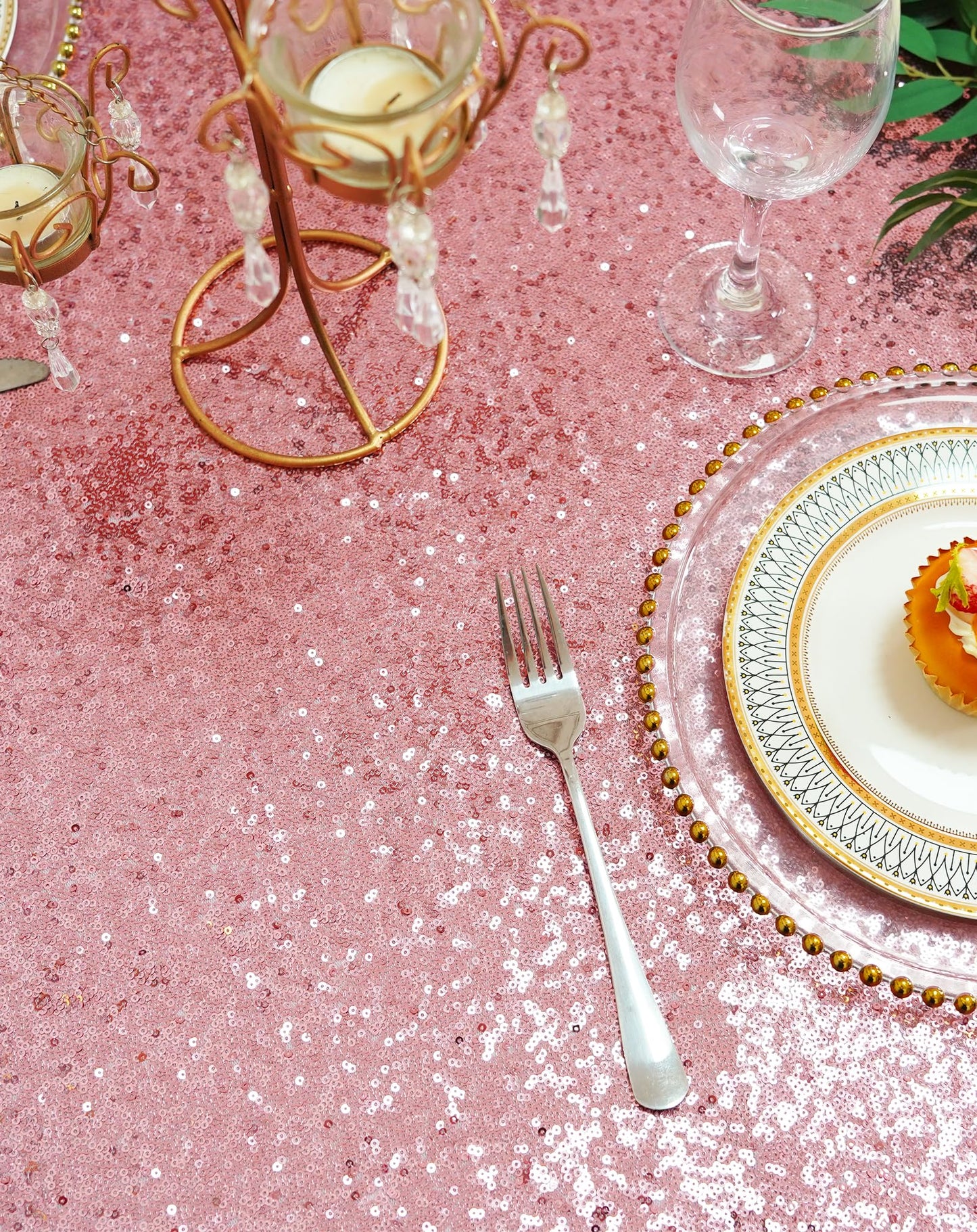 Eternal Beauty Fuchsia Pink Tablecloth, 50x80 Inch Sequin Rectangle Table Cover for Mother's Day Cake Dessert Exhibition Party Birthday Events