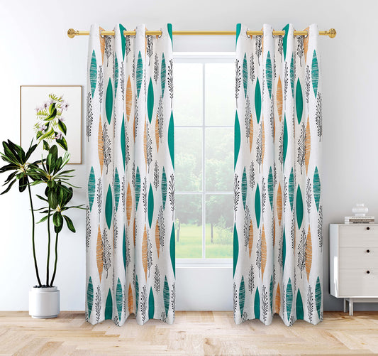 Cherry Home Contemporary Multicolored Leaves Curtains Print Floral Blackout Lined Curtain Panel Drapes Nickle Top Grommet 52Wx72L Inch,1 Panel for Bedroom