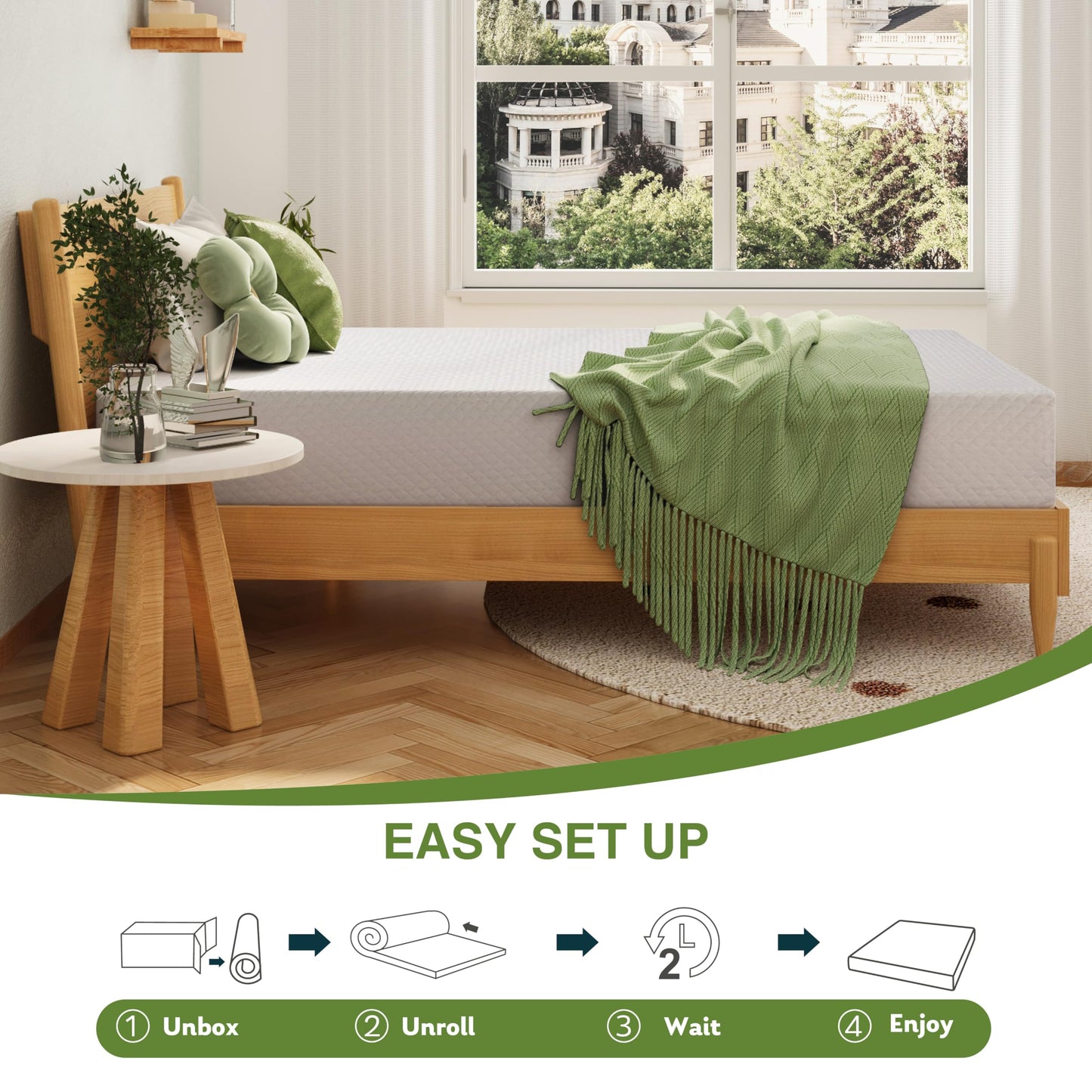 EGOHOME King Size Memory Foam Mattress, 12 Inch Bed Mattress in a Box with Cooling Green Tea Gel, Relieve Pressure with Medium Firm Support, CertiPUR-US Certified, 80''L x 76''W, White