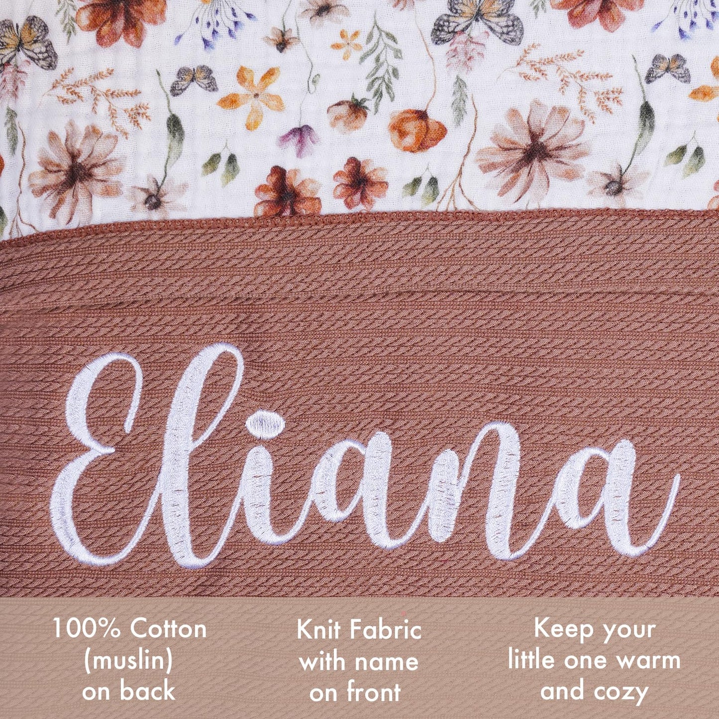 Personalized Baby Blanket with Name – Custom Knit Blanket, 27x40in Floral Embroidered Nursery Blanket for Girls – Customized Baby Blanket, Soft Newborn Gift & Custom Baby Gifts (Baby Pink)