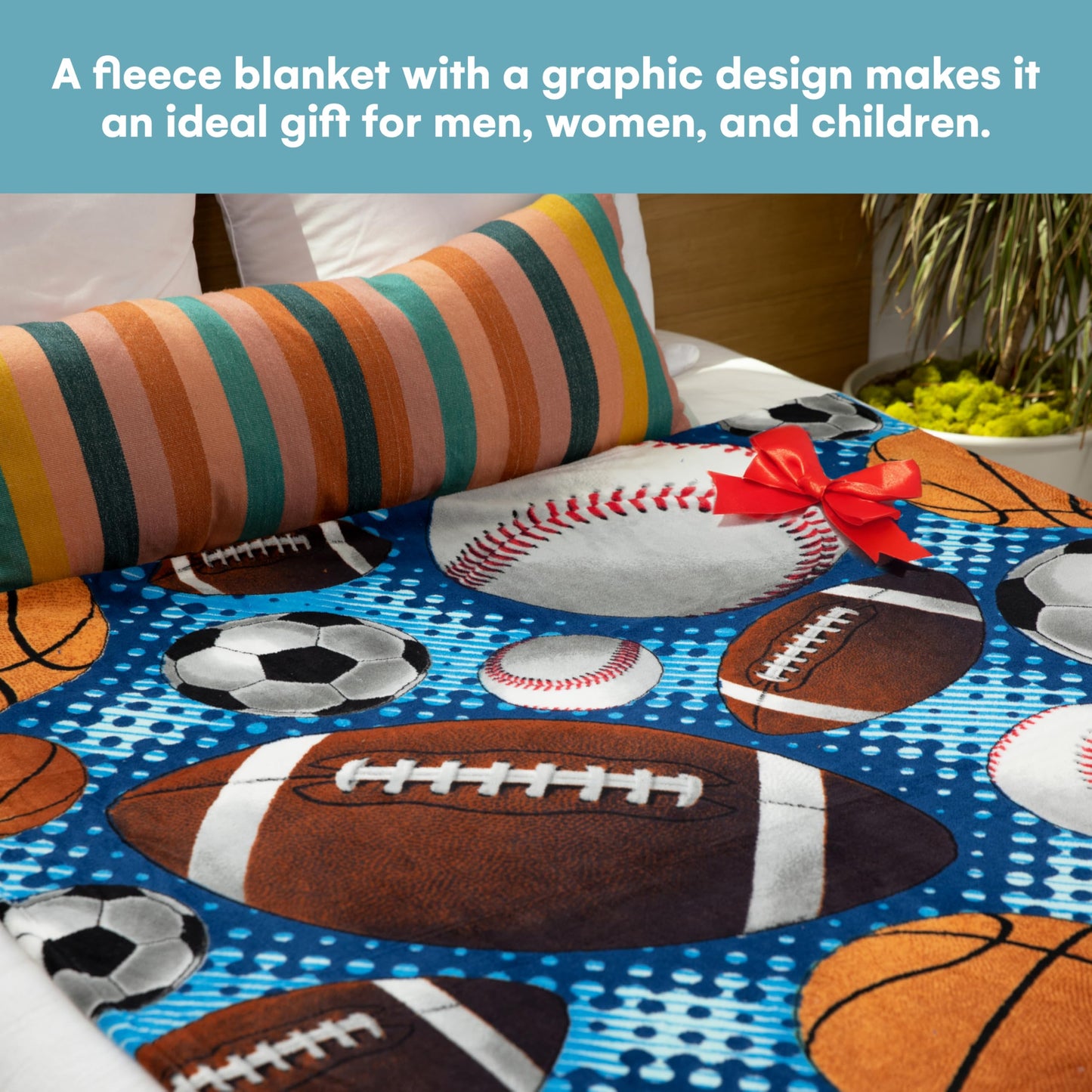 Dawhud Direct Sports Fleece Blanket for Bed, 50x60 Inches Sports Fan Fleece Throw Blanket for Adults and Kids - Soft Plush Blanket - Queen Size