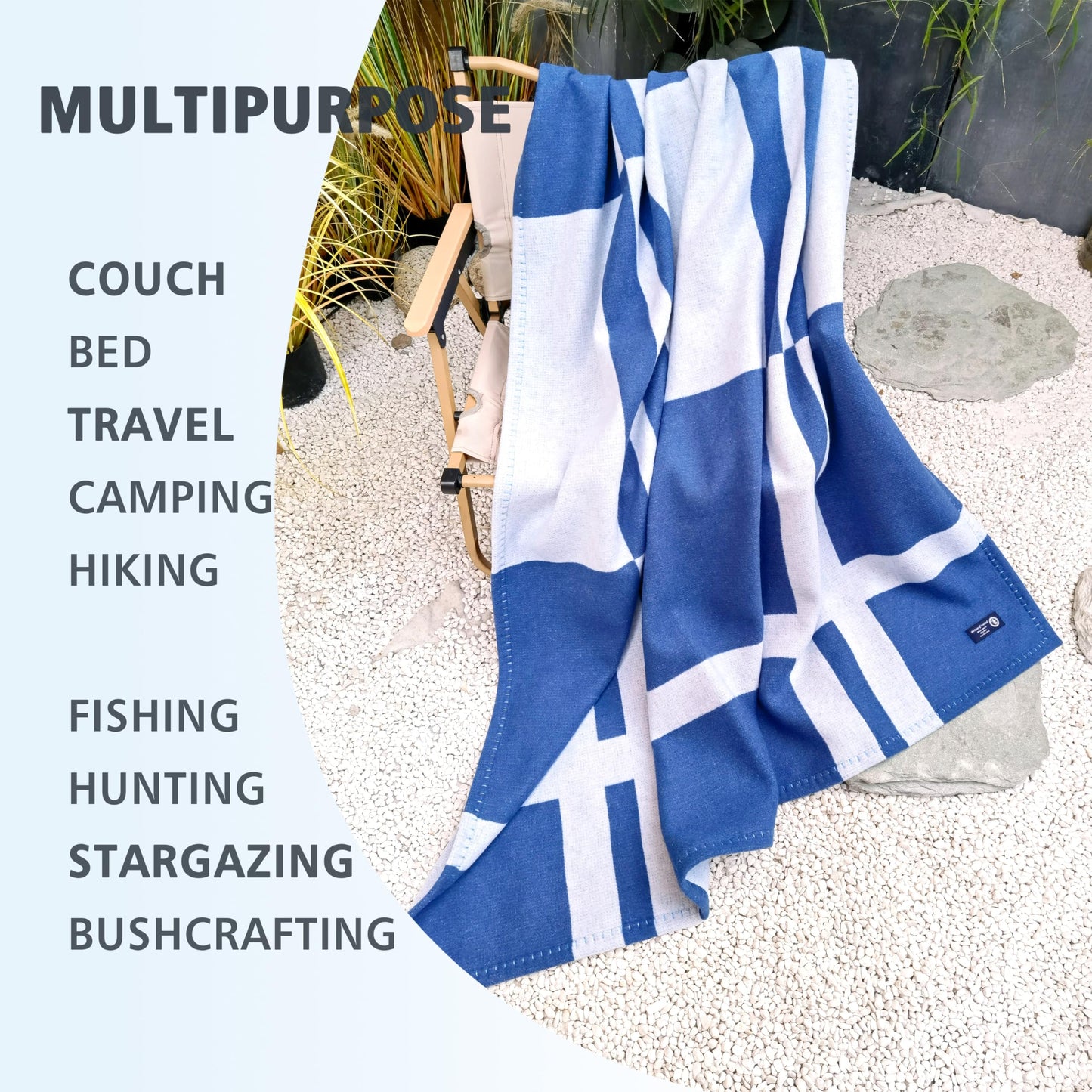 Wool Blanket & Throws 90% Wool Warm Blanket Soft Couch Blankets 75"x55" Twin Throw Blankets for Living Room, Camping, Outdoors, or Car Travel with Exquisite Box for Gift (Blue)