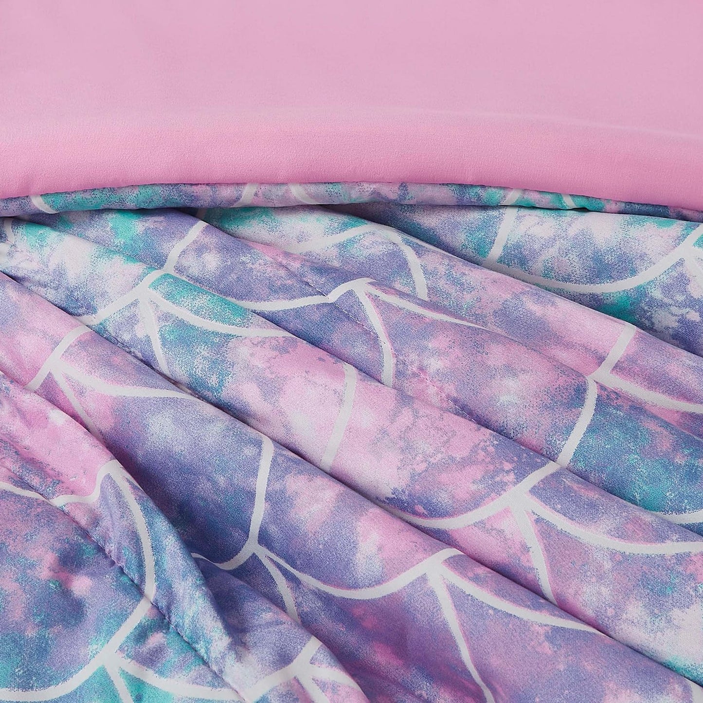 Wink Deer Twin Comforter Set for Girls-3 Pieces Mermaid Glow in the Dark Twin Bedding Sets for Kids,1 Comforter,1 Sham and 1 Decor Pillow