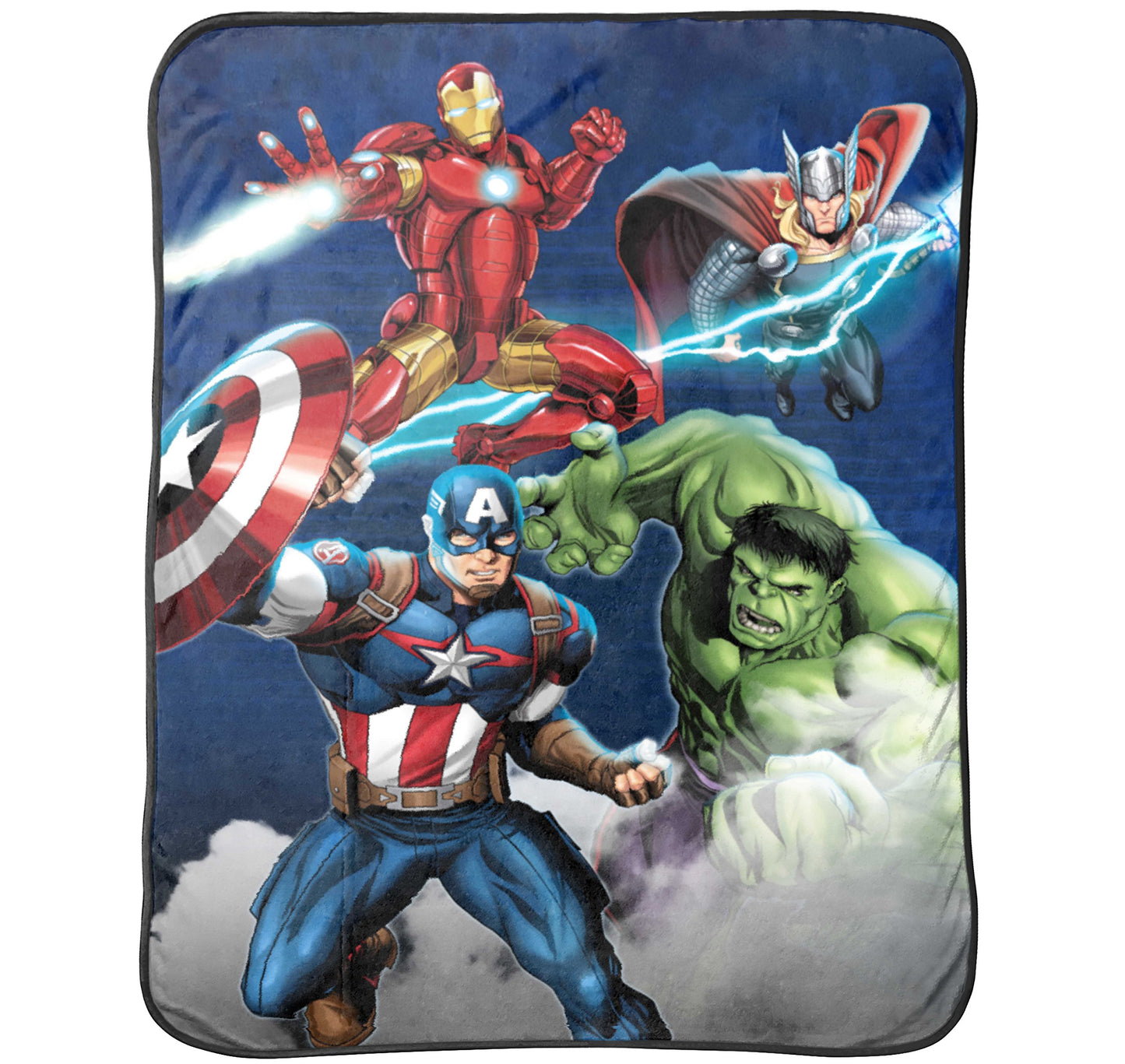 Jay Franco Plush Throw Blanket – 46" x 60" Inches Kids Hero Soft & Cozy Fleece Throw for Bedroom & Couch Décor, Official Licensed Product, Blue - Avengers