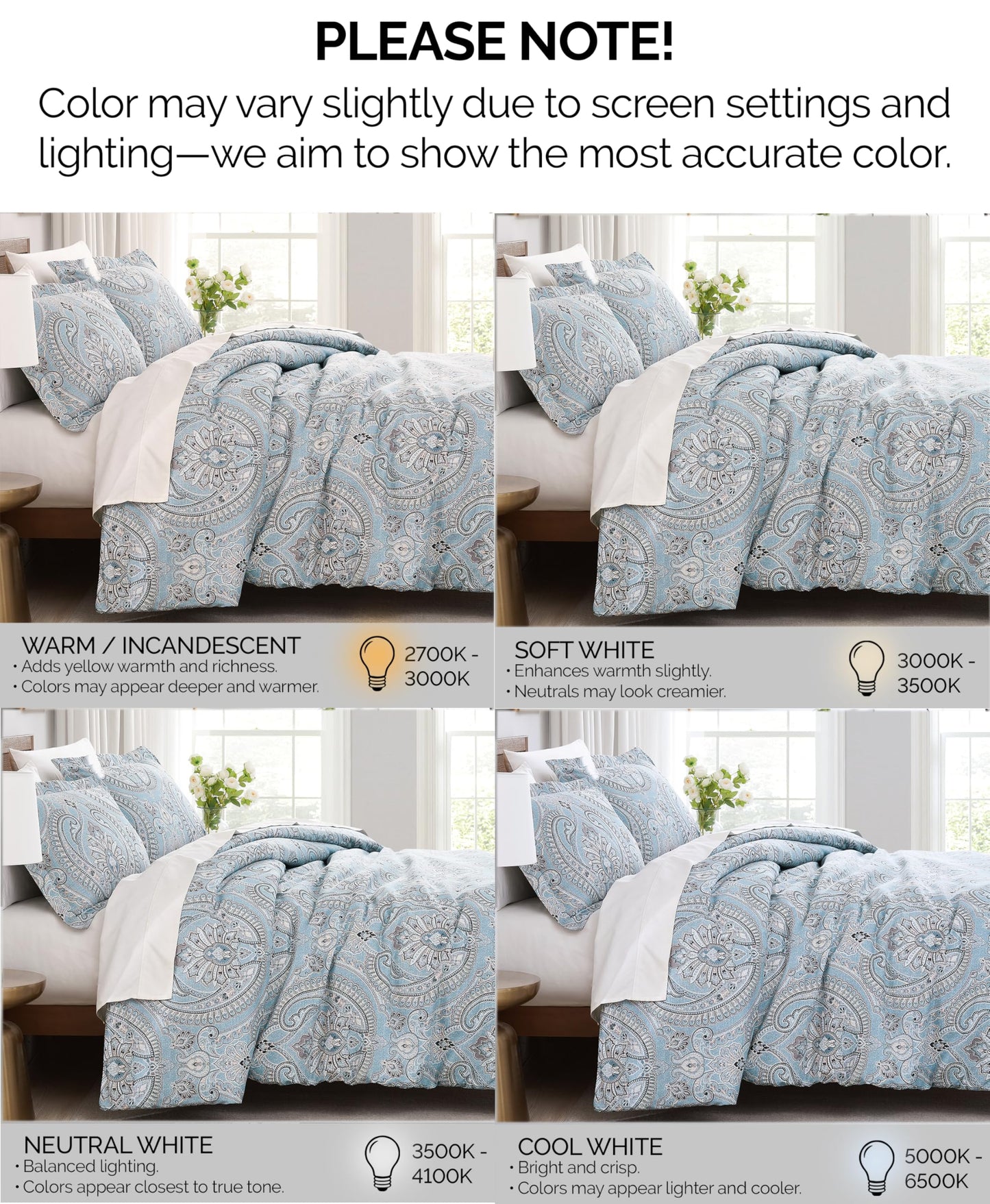 Southshore Fine Living, Inc. Reversible Paisley Cal King Duvet Cover Set, Oversized Boho California King Duvet Cover, Pet Hair Resistant Bedding, 2 Pillow Shams, Insert Not Included - Pure Melody Aqua