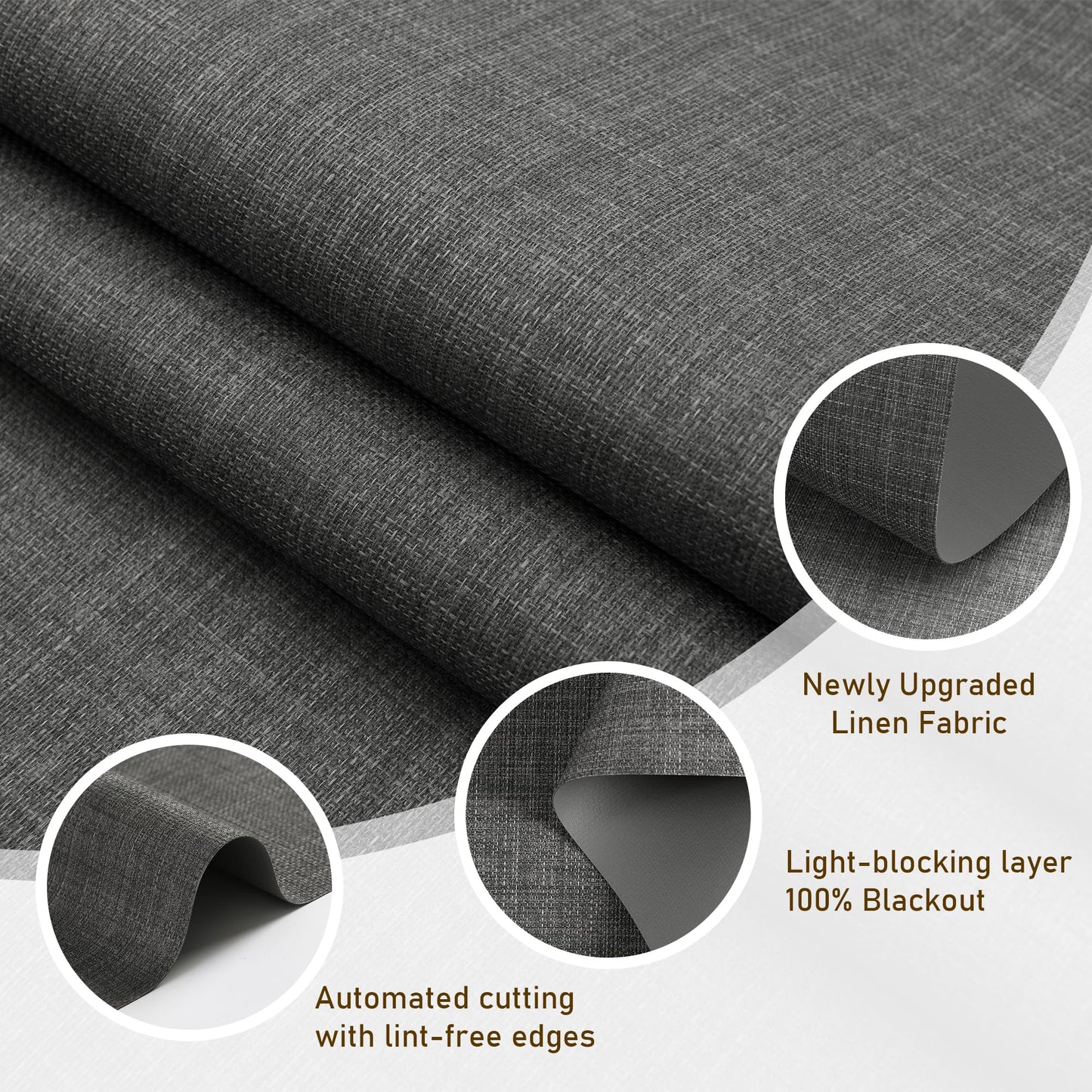 AOSKY Linen Roller Blinds Shades for Indoor Windows Pull Down Cordless Blackout Black Out Window Shade 23 Inch Blinds for Home Dark Grey