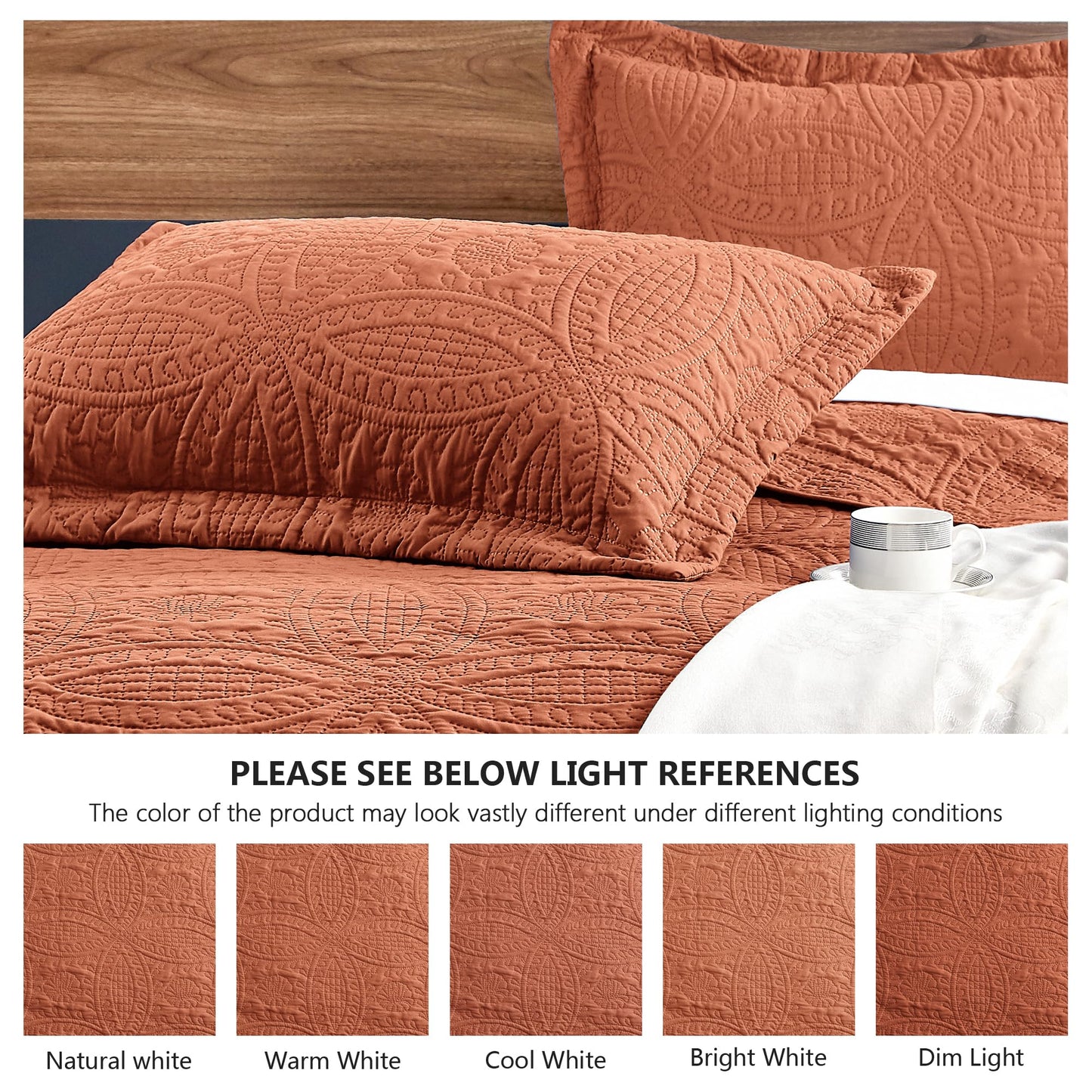 Love's cabin California King Size Quilt Bedding Set Umber Bedspreads - Cal King Summer Lightweight Bedspread Comforter - Coin Pattern Coverlet for All Season - 3 Pieces (1 Quilt, 2 Pillow Shams)
