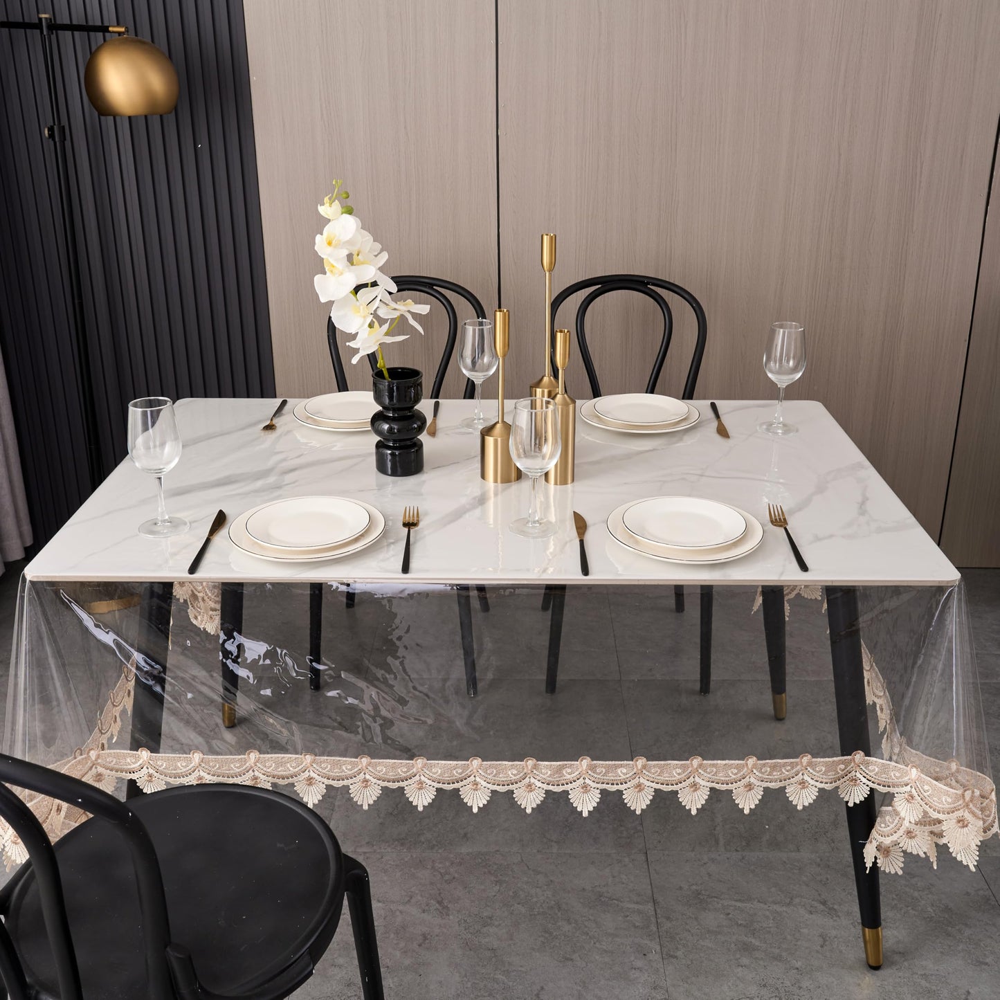 Pioggia Clear Vinyl Tablecloth Protector Waterproof/Oil-Proof PVC Table Cloth Transparent Sheet Table Cover (60'' x 120'' Rectangular)