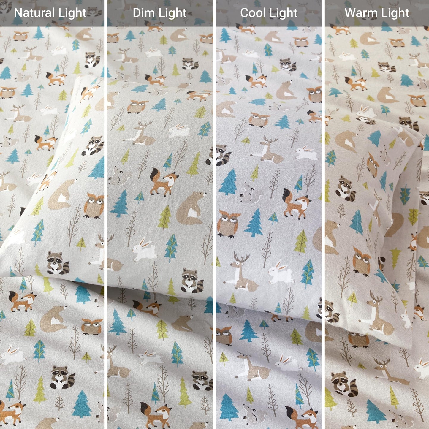 True North by Sleep Philosophy Cozy Flannel Warm 100% Cotton Sheet - Novelty Print Animals Stars Cute Ultra Soft Cold Weather Bedding Set, Twin, Multi Forest Animals 3 Piece