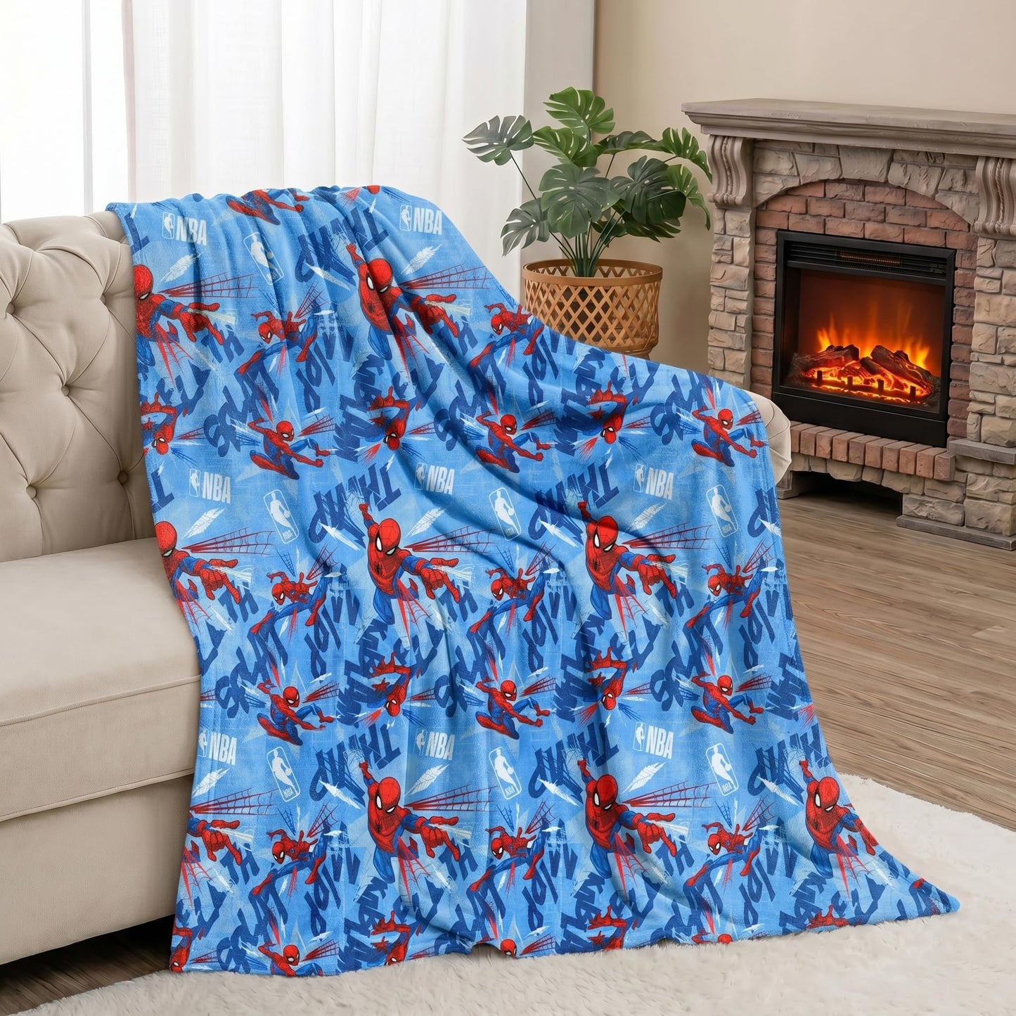 Northwest Disney Marvel Spiderman Plush Throw Blanket, Oversized 62" x 90" Silk Touch Soft Fleece Blanket for Kids & Adults, Officially Licensed