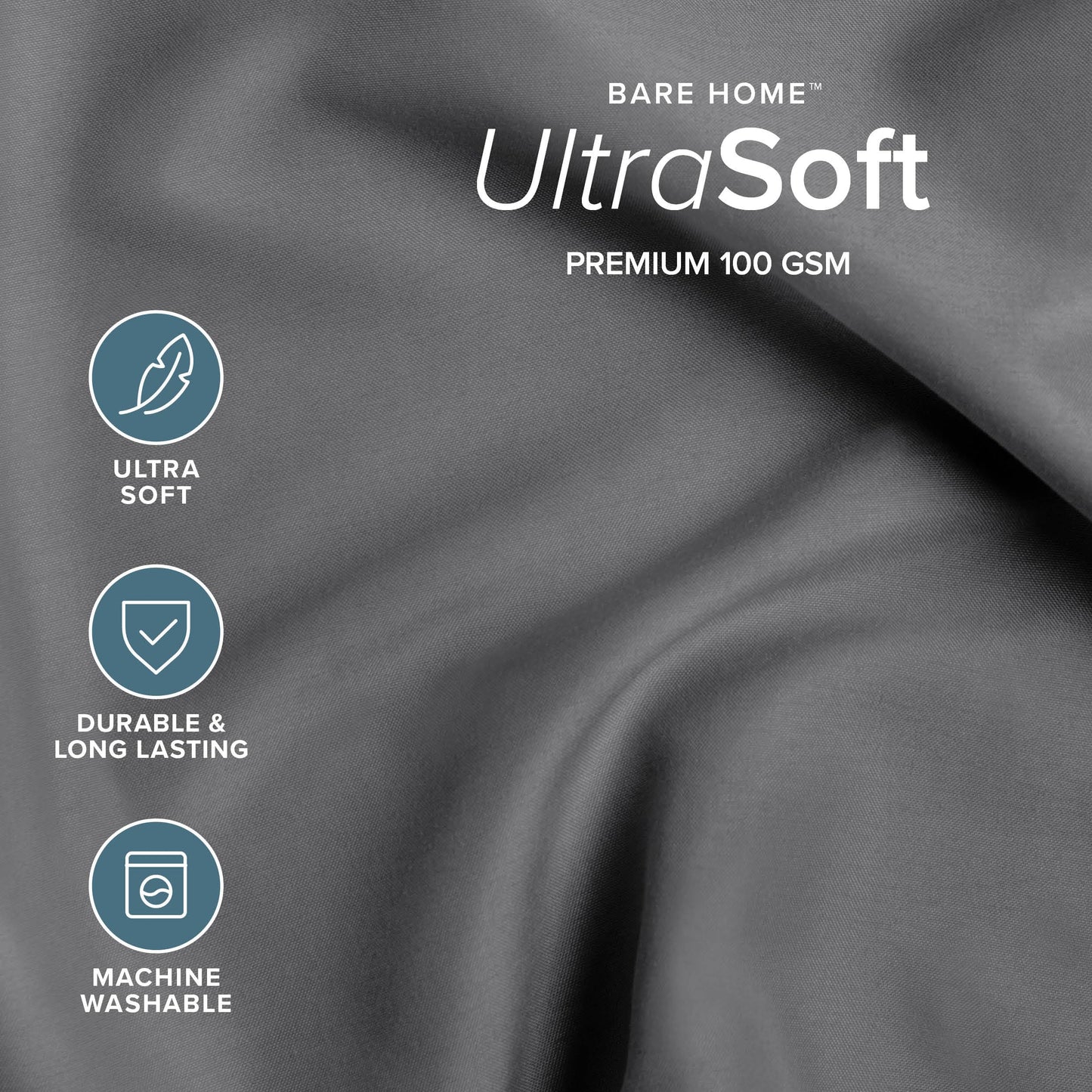 Bare Home Bed-in-A-Bag 7 Piece Comforter & Sheet Set - Queen - Goose Down Alternative - Ultra-Soft 1800 Premium Bedding Set (Queen, Black/Grey)