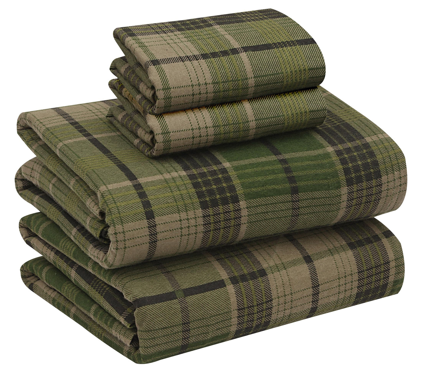 RUVANTI Flannel Sheets Queen Size - 100% Cotton Double Brushed Bed Sheets, Deep Pockets 16 Inches Queen Sheet Set, All Seasons Breathable & Extra Soft - Warm & Cozy, 4 Piece, DNA Plaid
