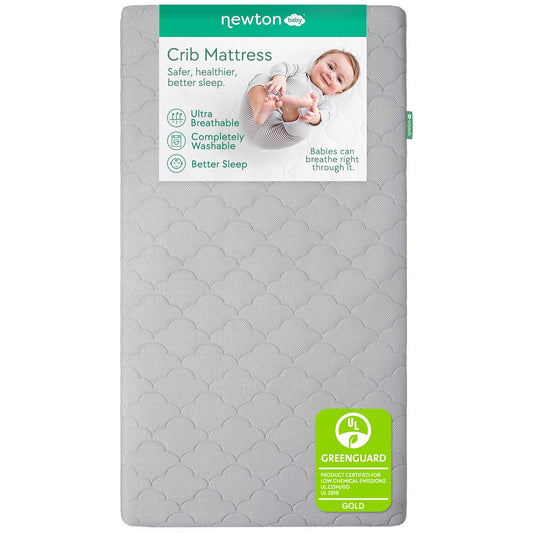 Newton Baby Waterproof Crib Mattress and Toddler Bed - Ultra-Breathable Proven to Reduce Suffocation Risk, Washable Core & Cover, All-Stages, Infant to Toddler, Deluxe 5.5" Thick - Grey