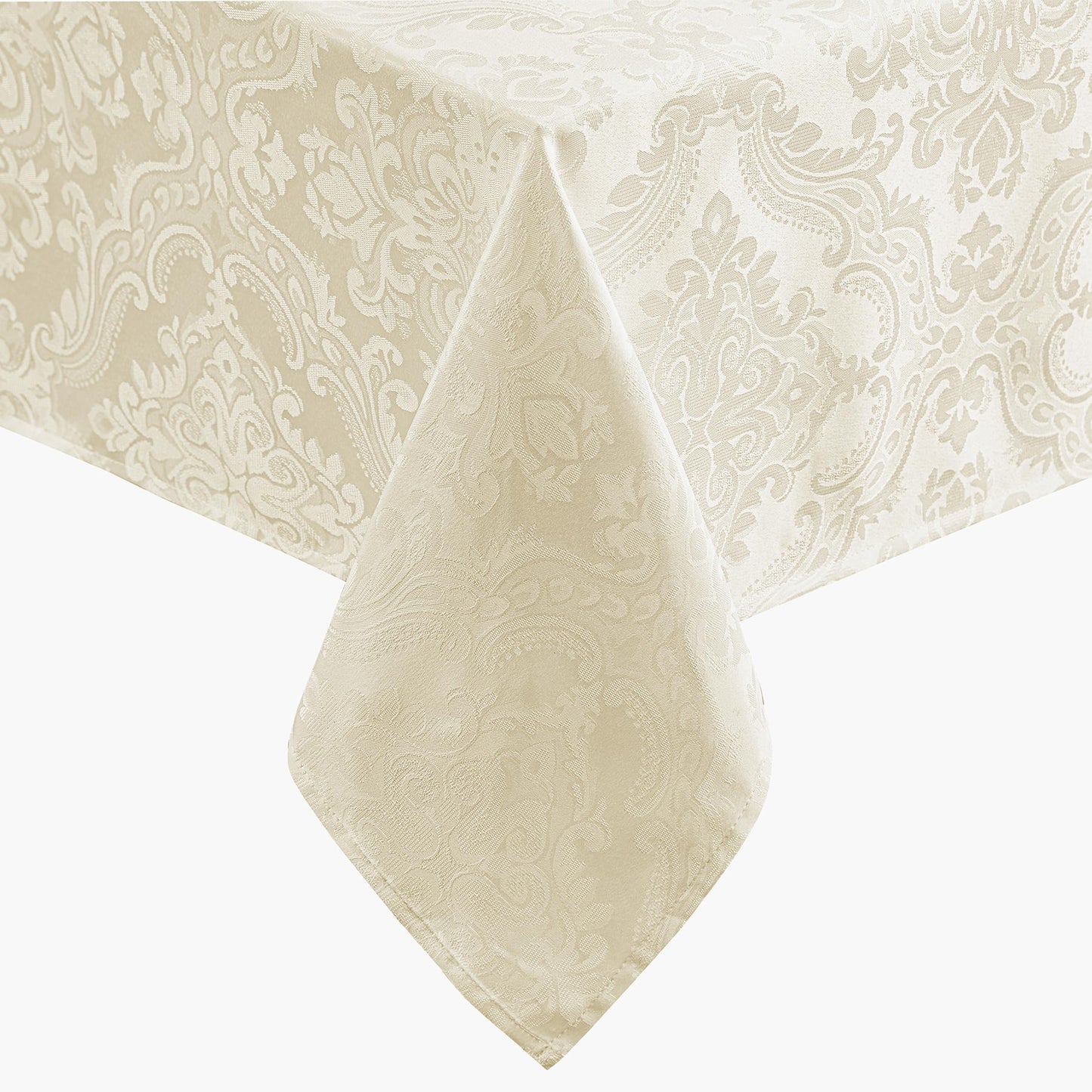 Threadmade Caiden Elegance Damask Tablecloth, Ivory - 52" W x 70" L